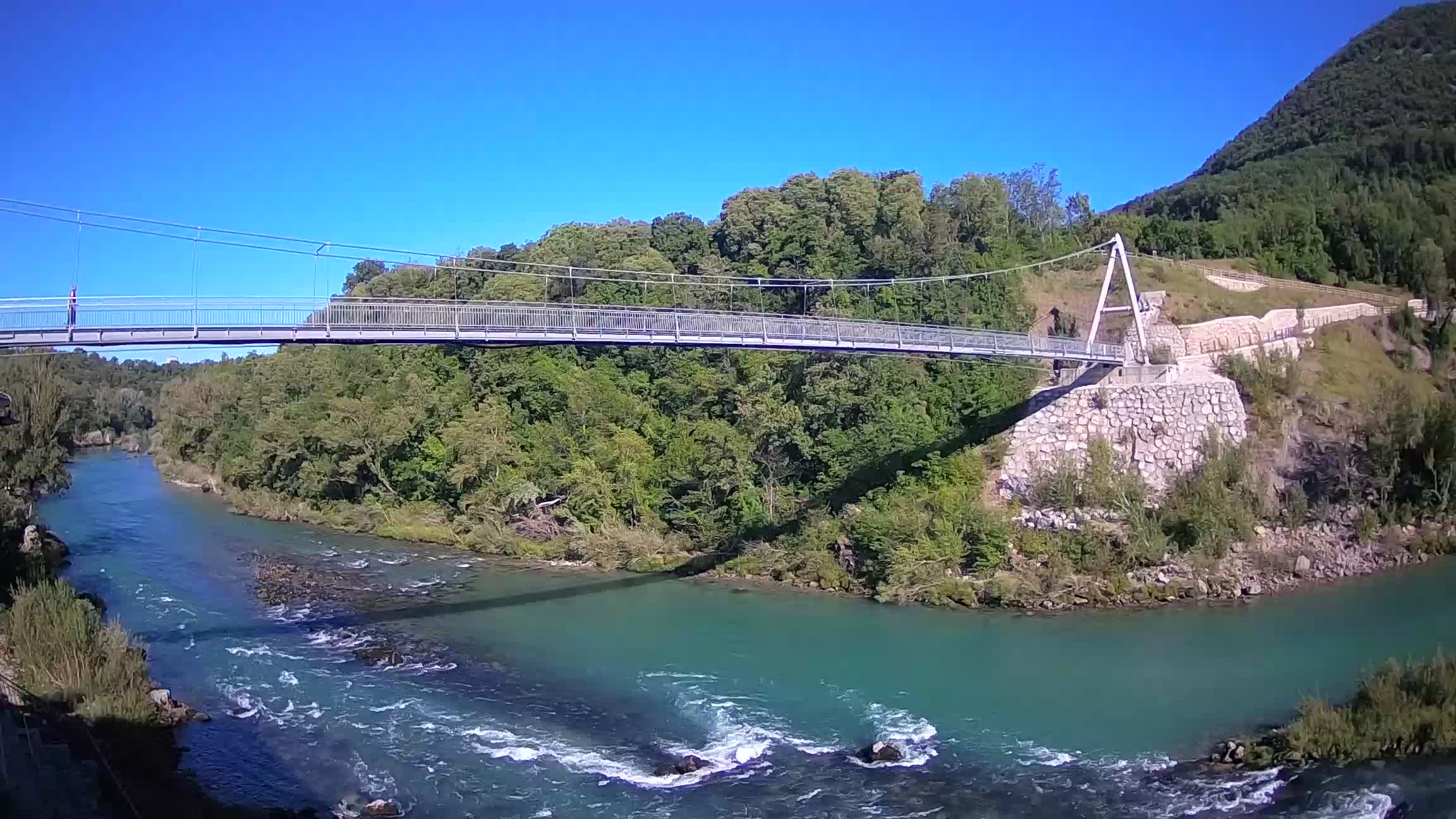 Passerella sul fiume Isonzo webcam Salcano