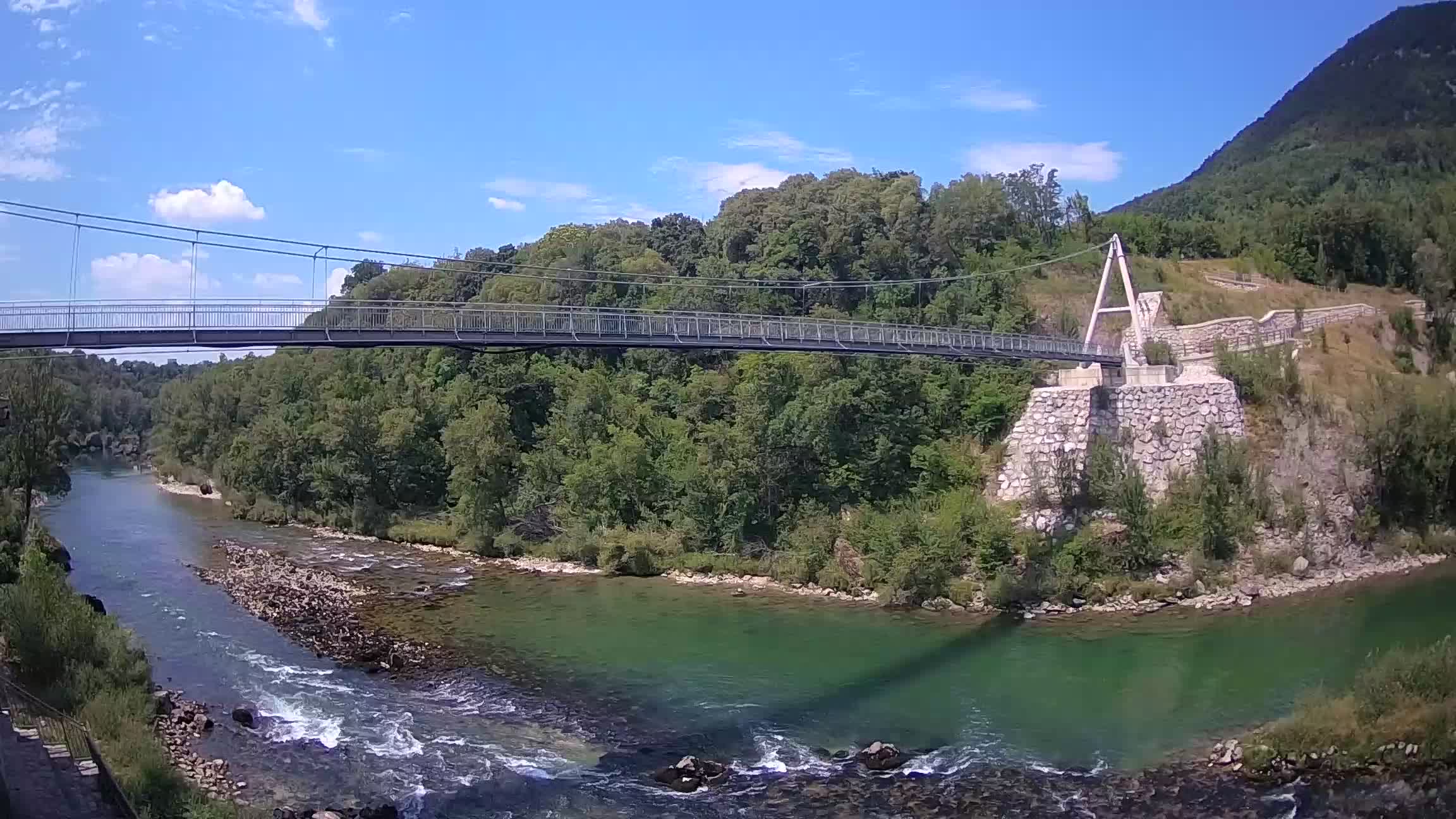 Passerella sul fiume Isonzo webcam Salcano