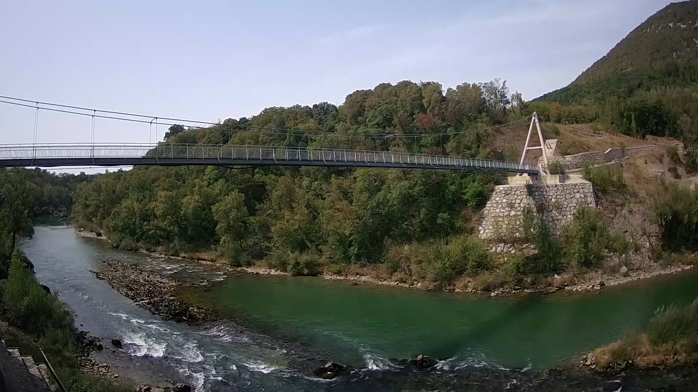 Passerella sul fiume Isonzo webcam Salcano