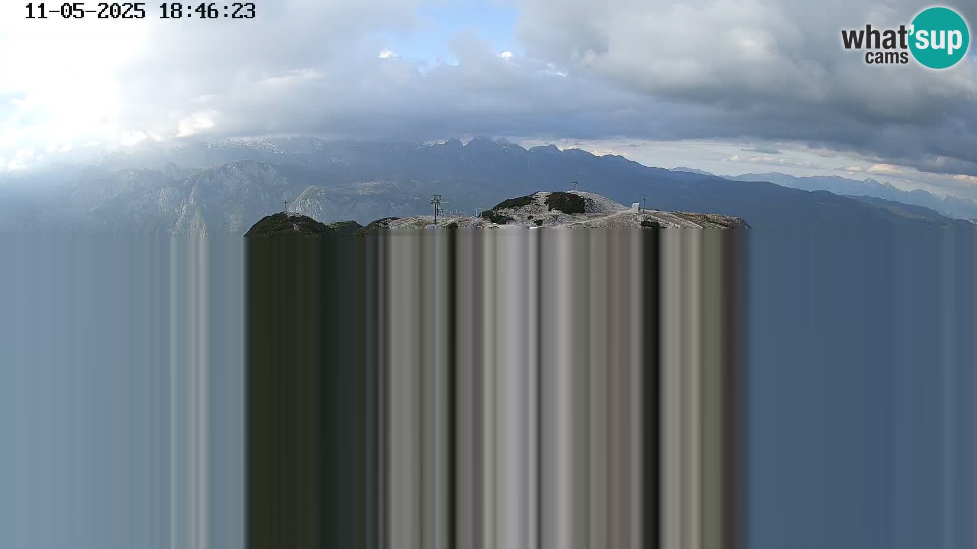 Vogel Ski Resort webcam View from Orlova Glava to Triglav