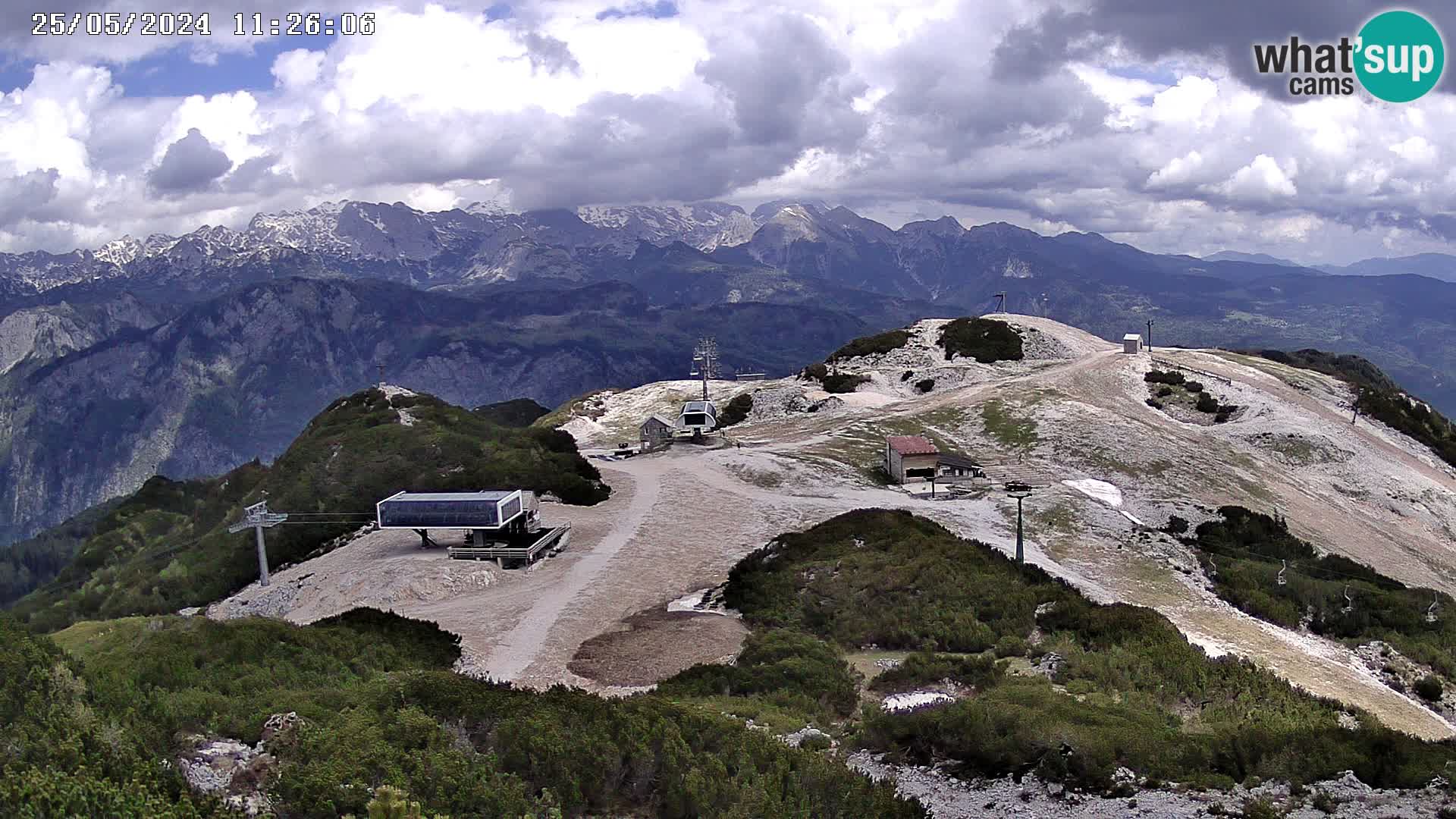Vogel Ski Resort webcam View from Orlova Glava to Triglav
