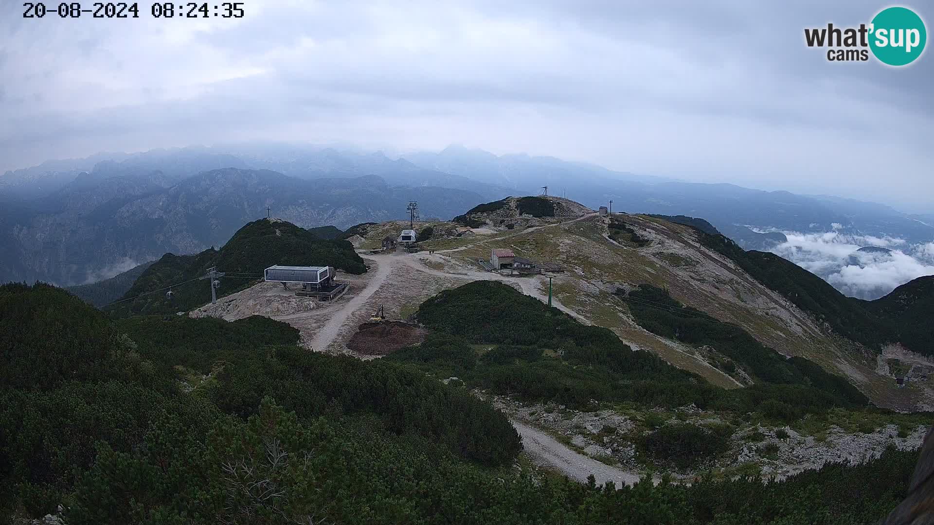 Vogel Ski Resort webcam View from Orlova Glava to Triglav