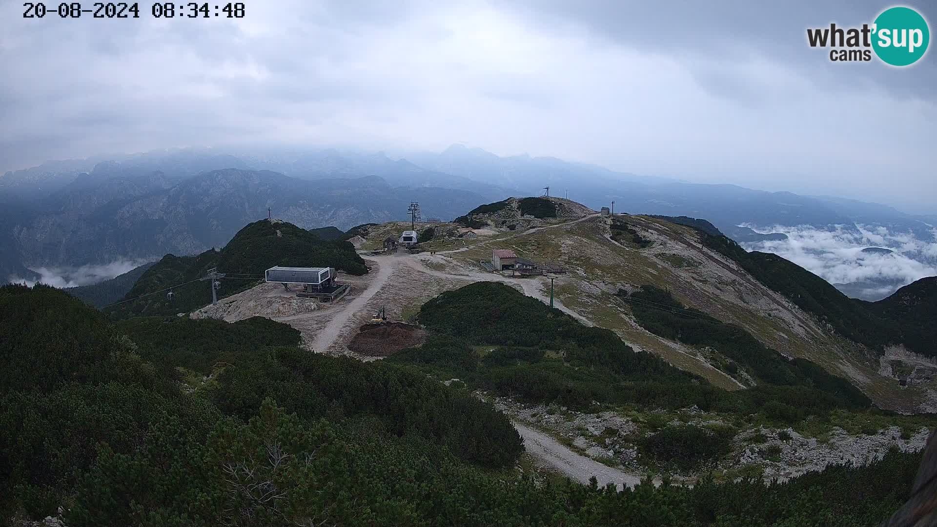 Vogel Ski Resort webcam View from Orlova Glava to Triglav