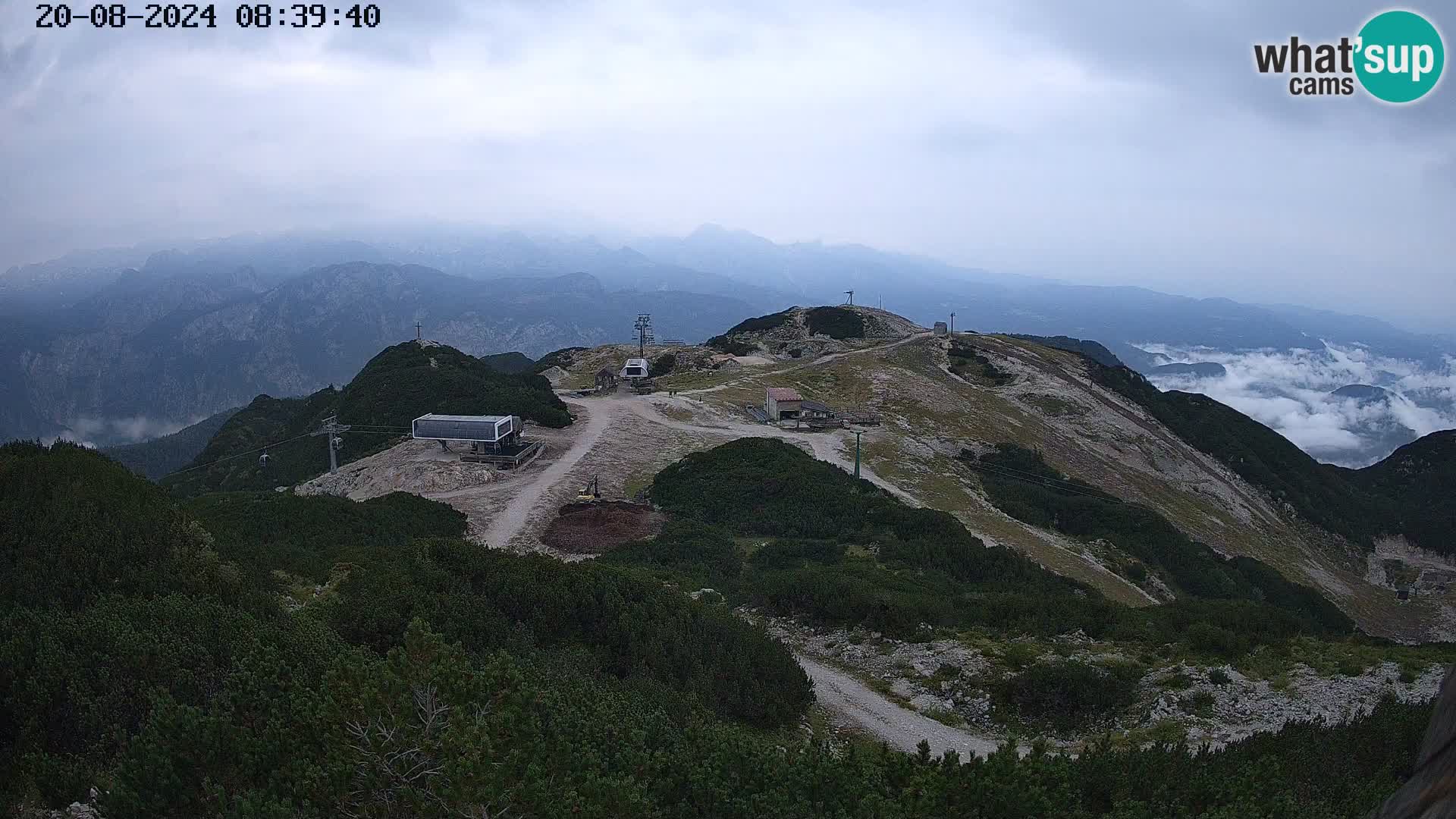 Vogel Ski Resort webcam View from Orlova Glava to Triglav