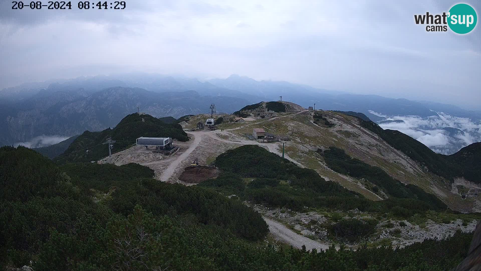 Vogel Ski Resort webcam View from Orlova Glava to Triglav