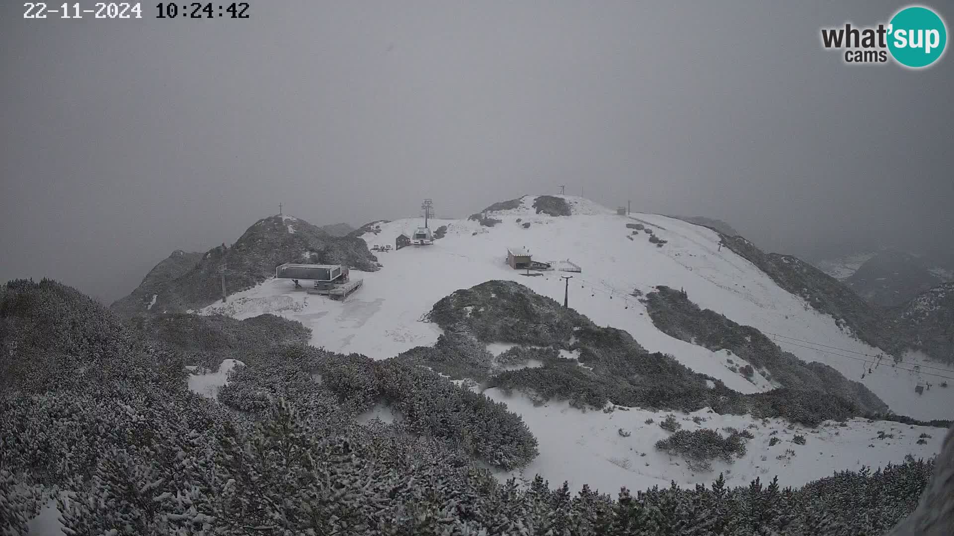 Stazione sciistica Vogel webcam Panorama dalla Orlova glave verso il Triglav