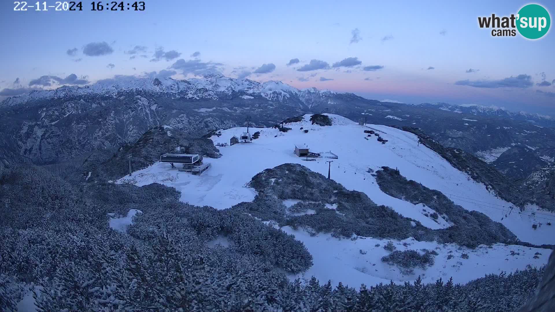 Skijalište Vogel web kamera panorama sa Orlove glave proti Triglavu