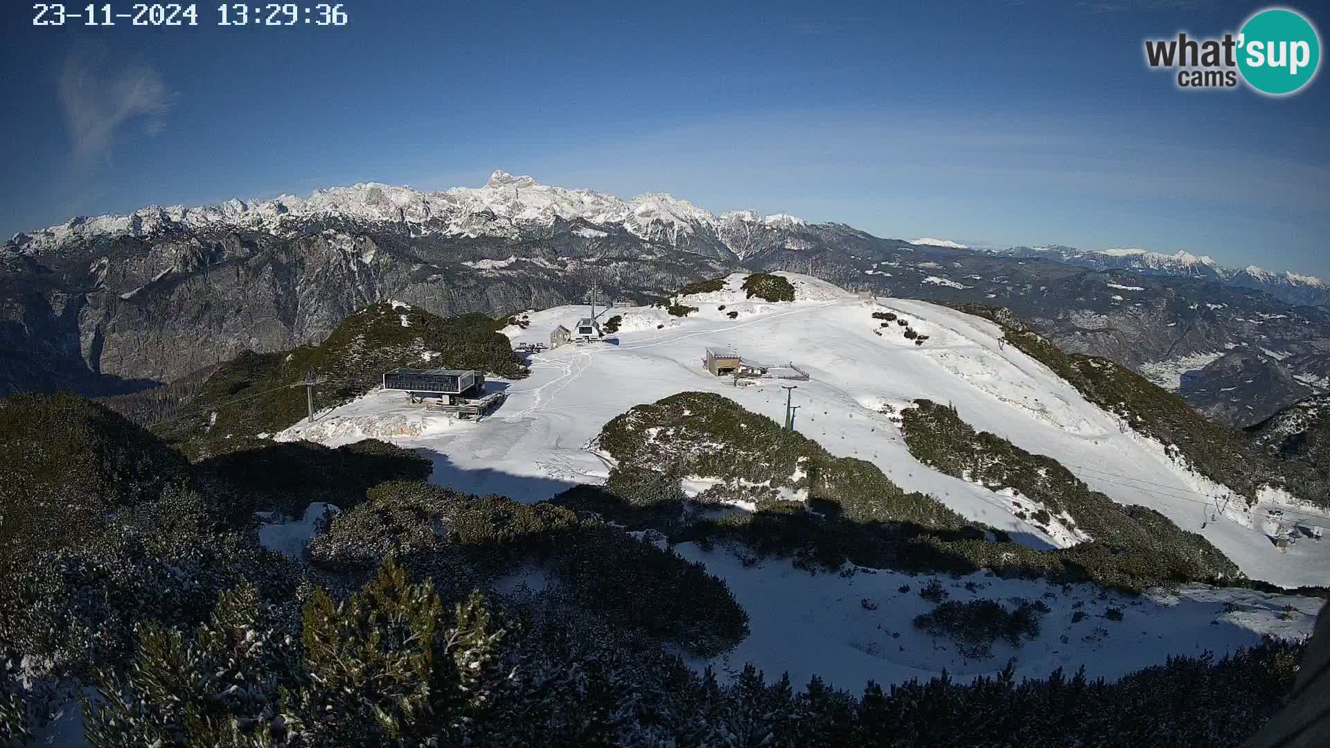 Stazione sciistica Vogel webcam Panorama dalla Orlova glave verso il Triglav