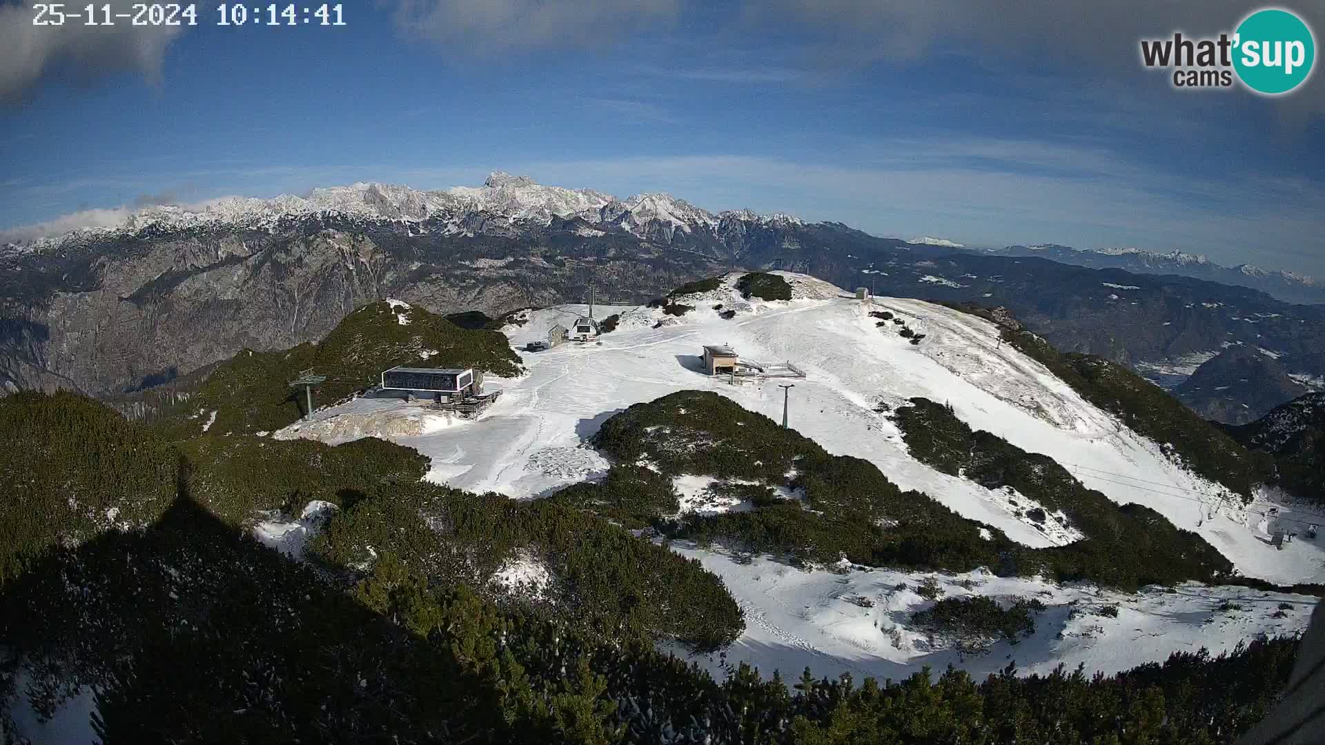 Stazione sciistica Vogel webcam Panorama dalla Orlova glave verso il Triglav