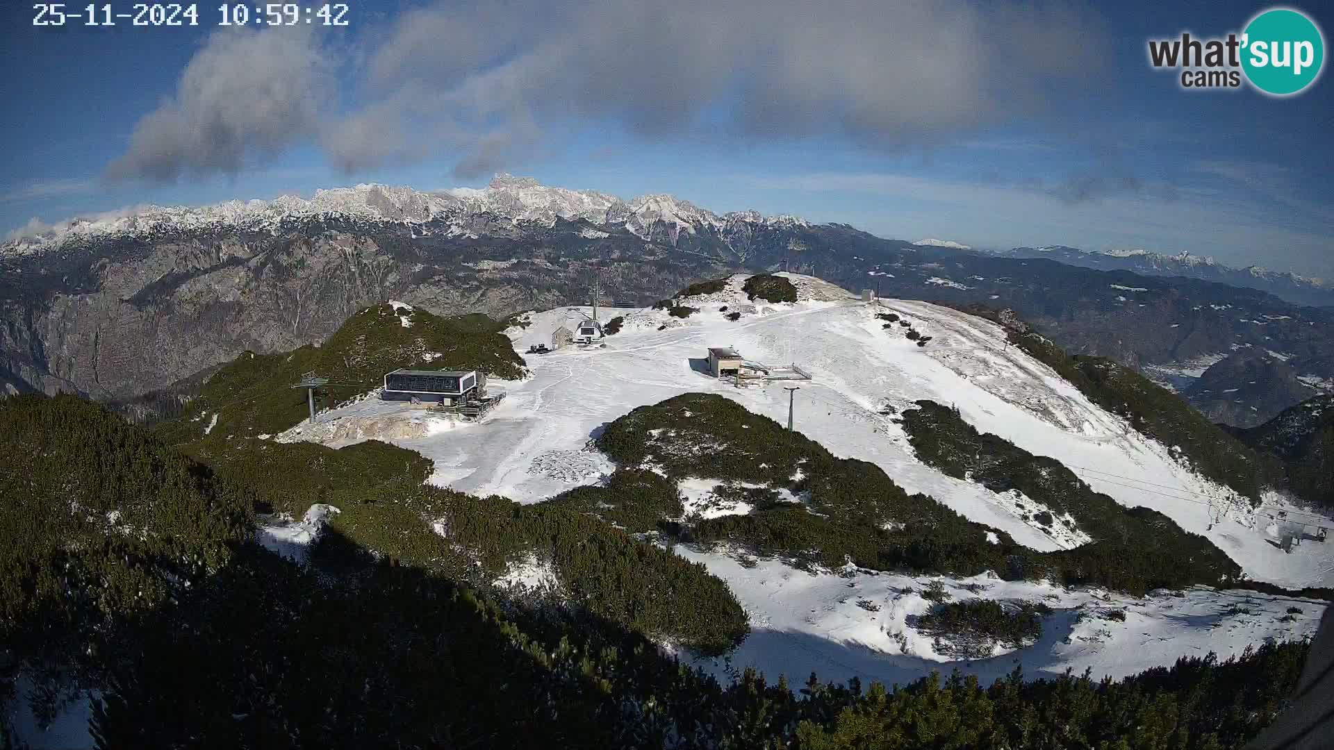 Stazione sciistica Vogel webcam Panorama dalla Orlova glave verso il Triglav