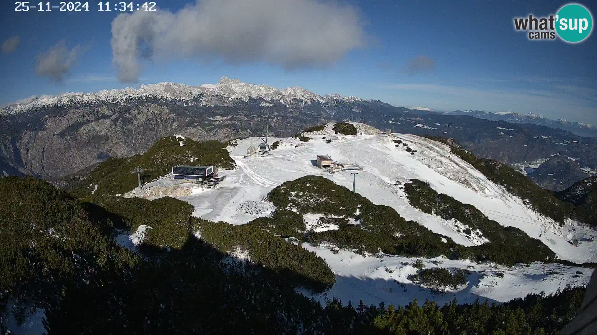 Stazione sciistica Vogel webcam Panorama dalla Orlova glave verso il Triglav