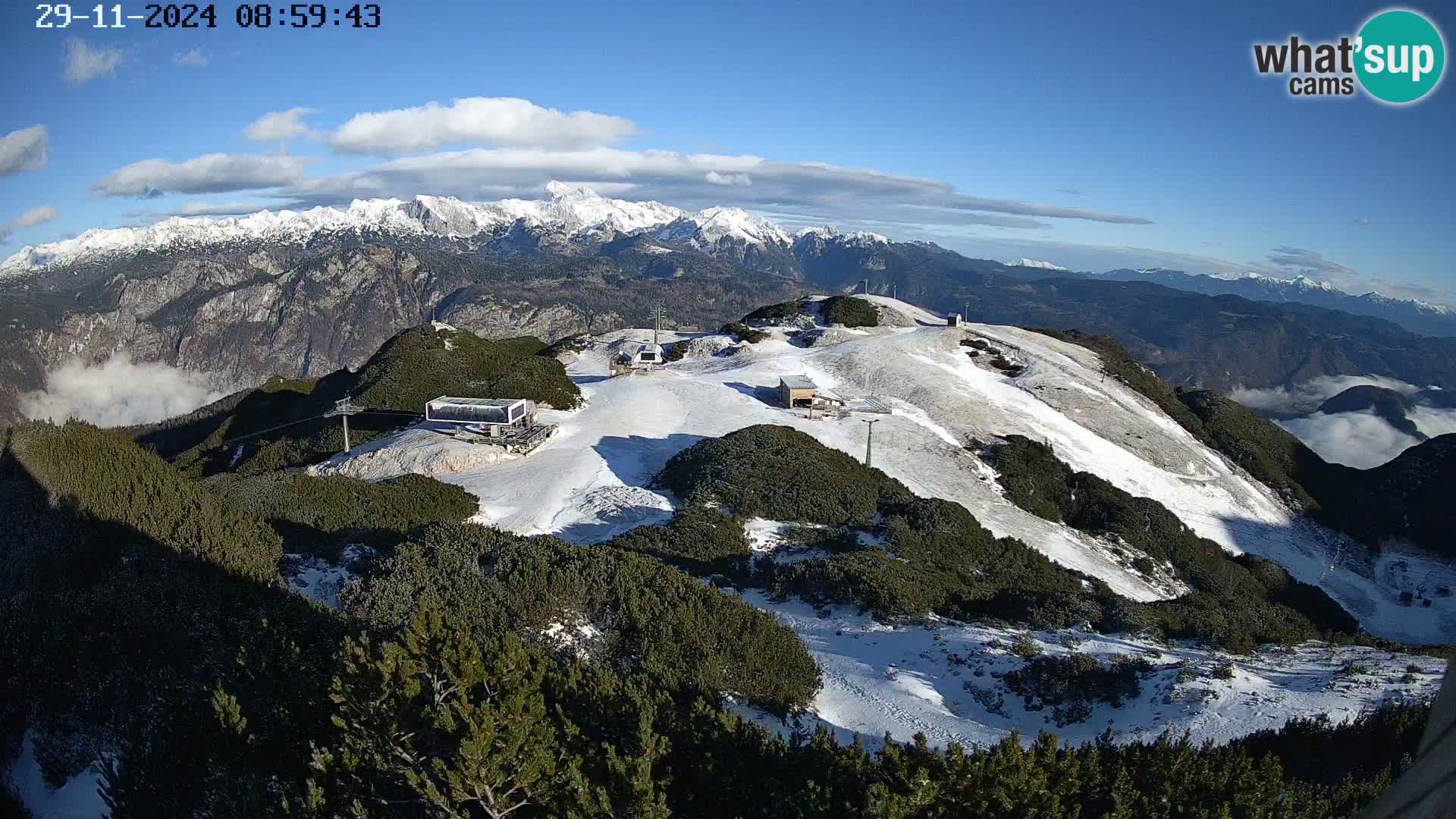 Stazione sciistica Vogel webcam Panorama dalla Orlova glave verso il Triglav