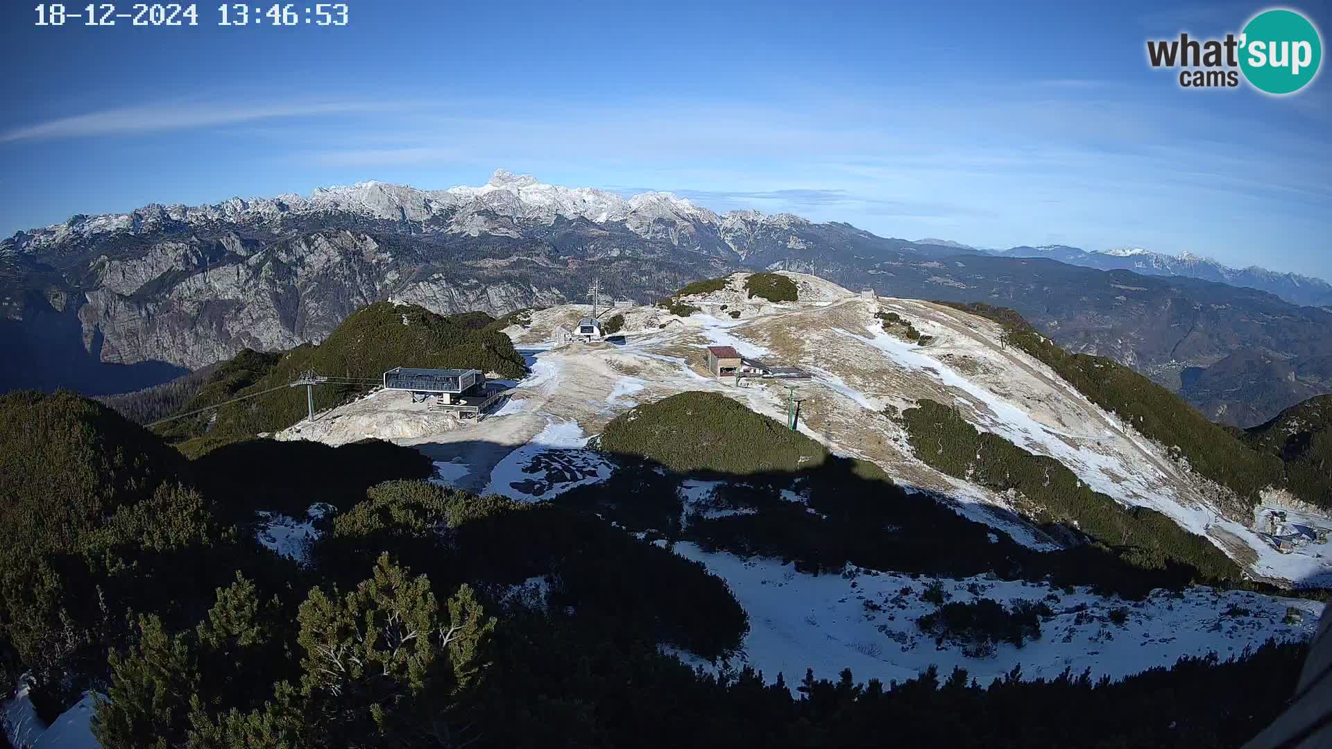 Stazione sciistica Vogel webcam Panorama dalla Orlova glave verso il Triglav