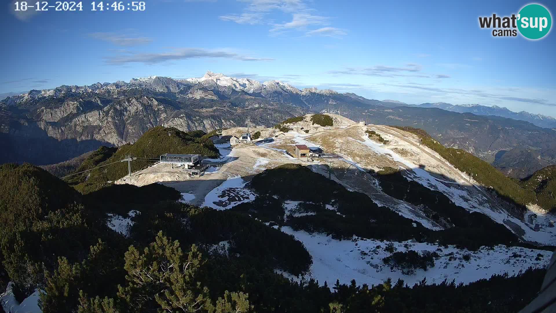 Stazione sciistica Vogel webcam Panorama dalla Orlova glave verso il Triglav