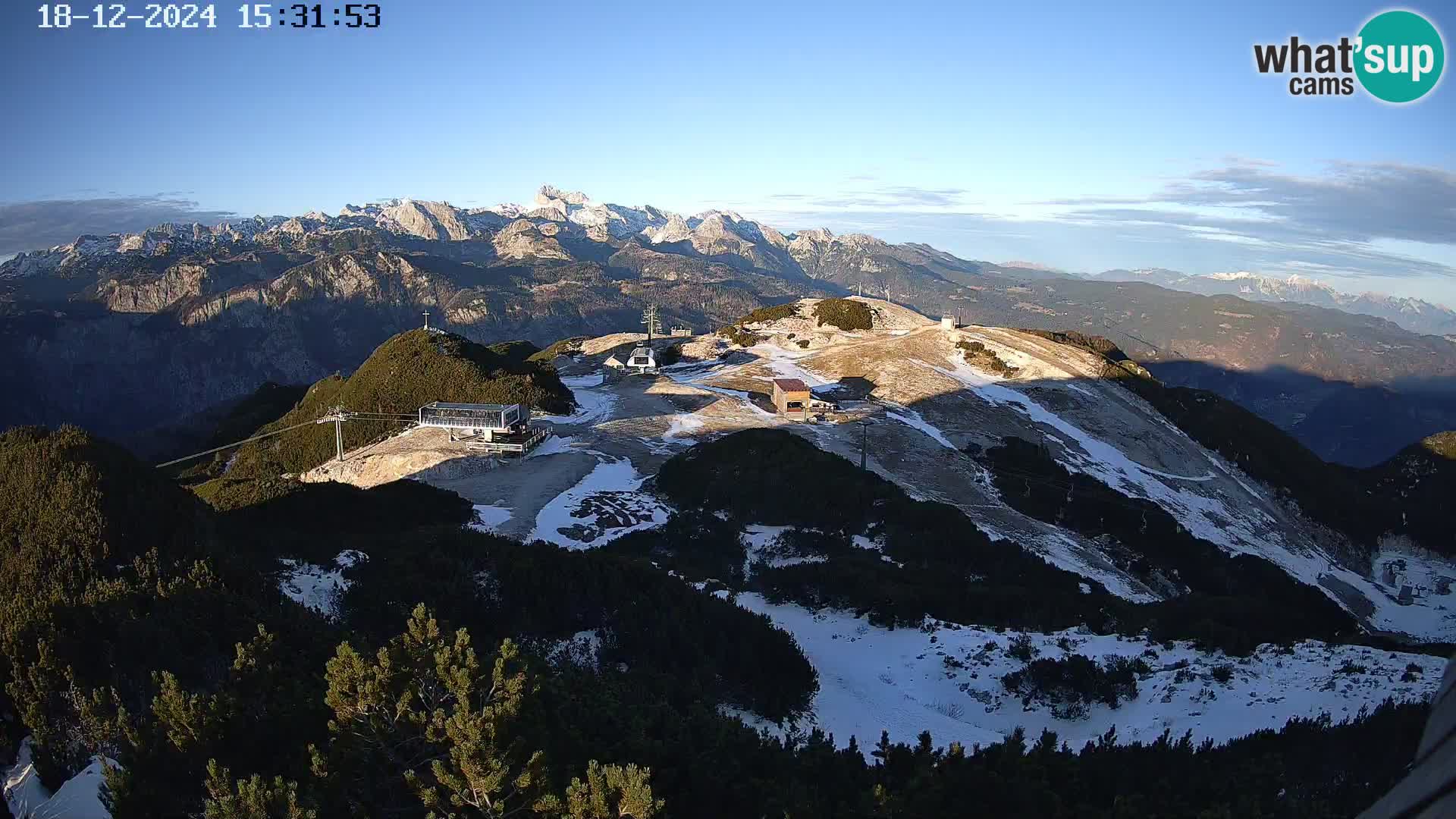 Stazione sciistica Vogel webcam Panorama dalla Orlova glave verso il Triglav