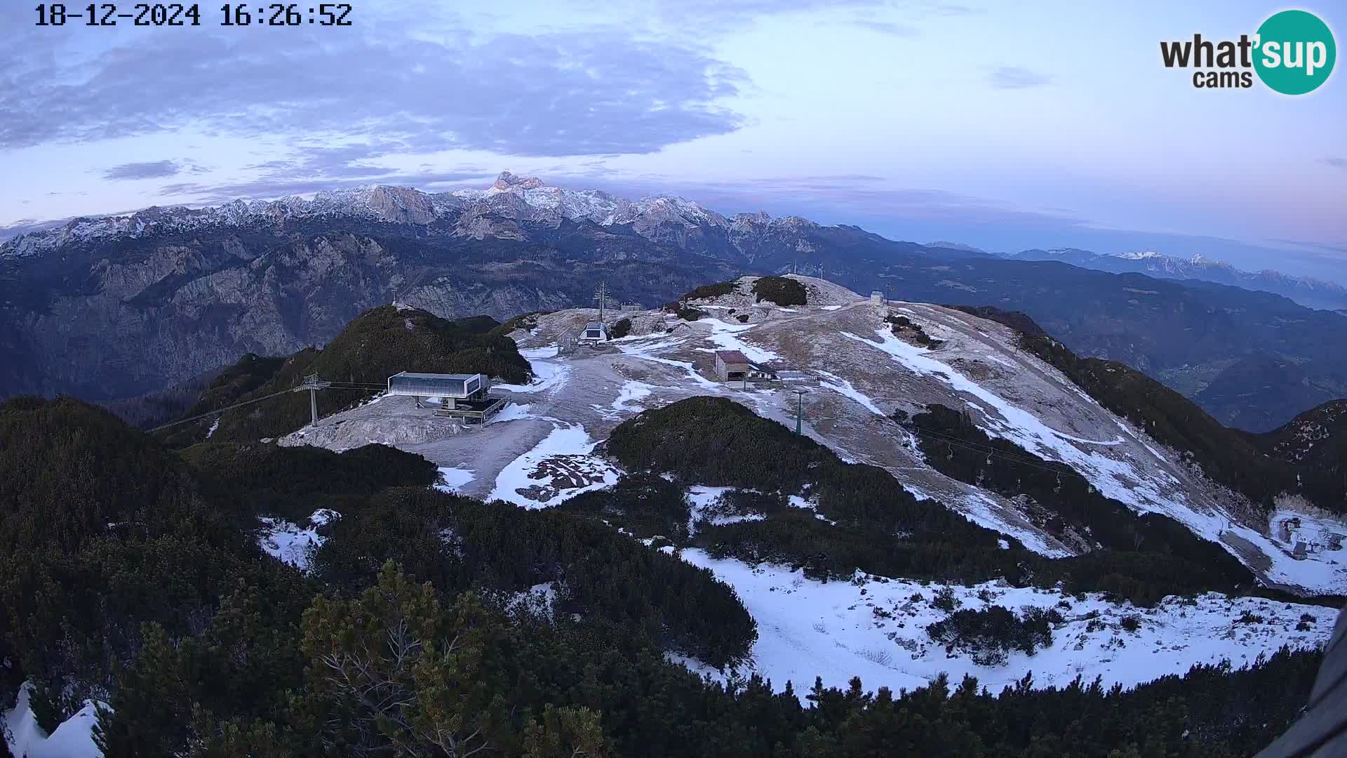 Stazione sciistica Vogel webcam Panorama dalla Orlova glave verso il Triglav