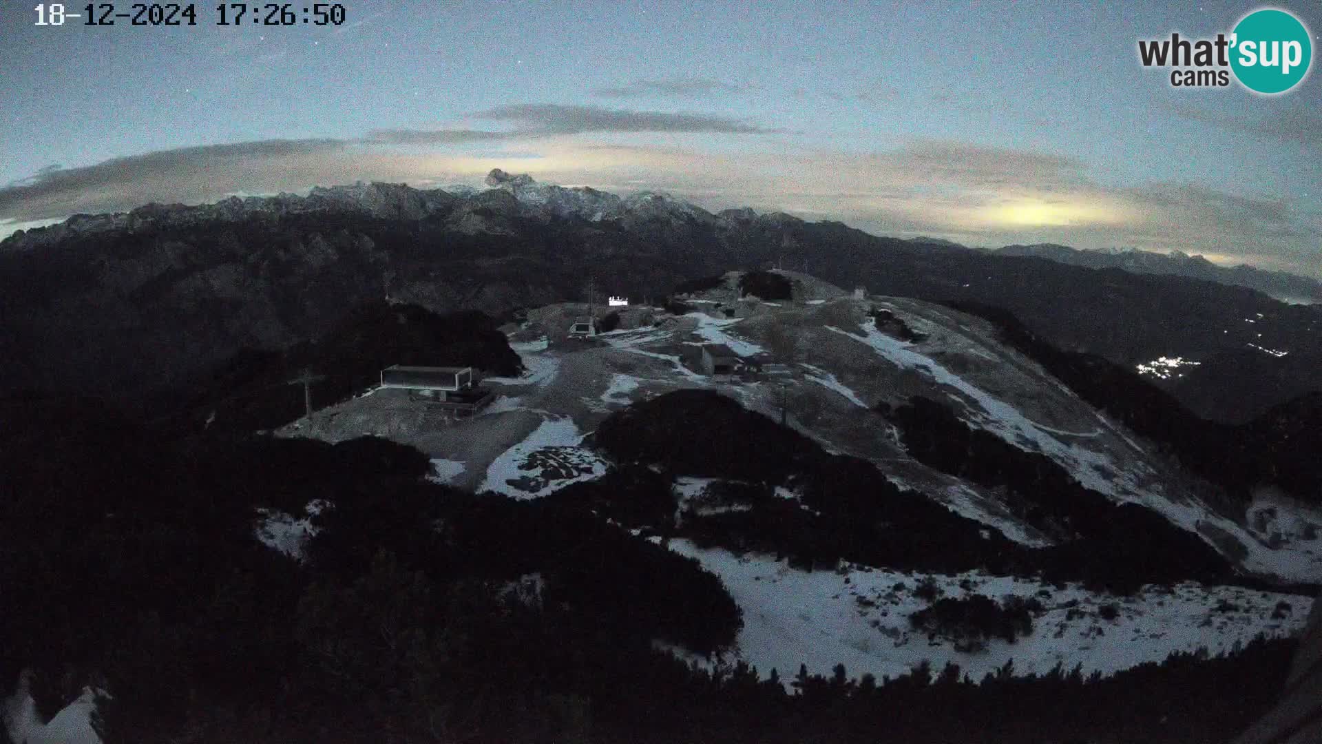 Stazione sciistica Vogel webcam Panorama dalla Orlova glave verso il Triglav