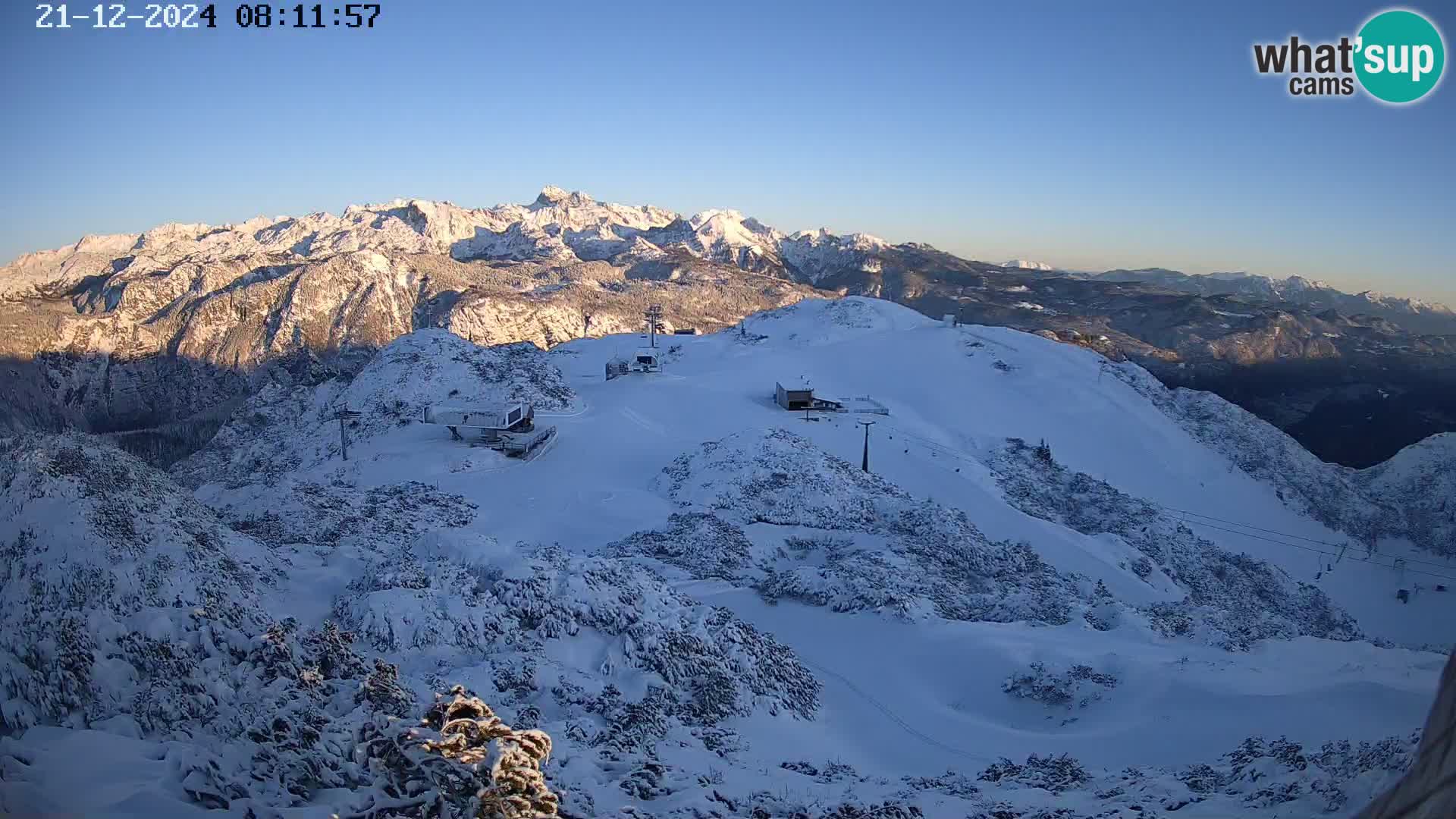 Stazione sciistica Vogel webcam Panorama dalla Orlova glave verso il Triglav