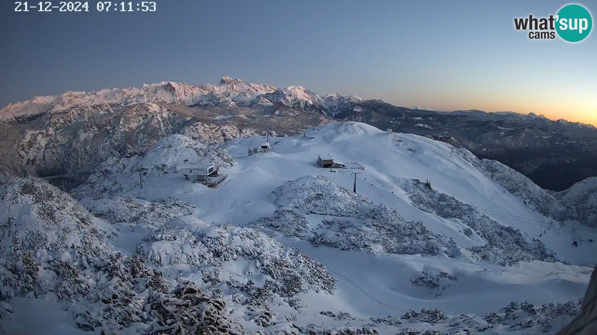 Stazione sciistica Vogel webcam Panorama dalla Orlova glave verso il Triglav