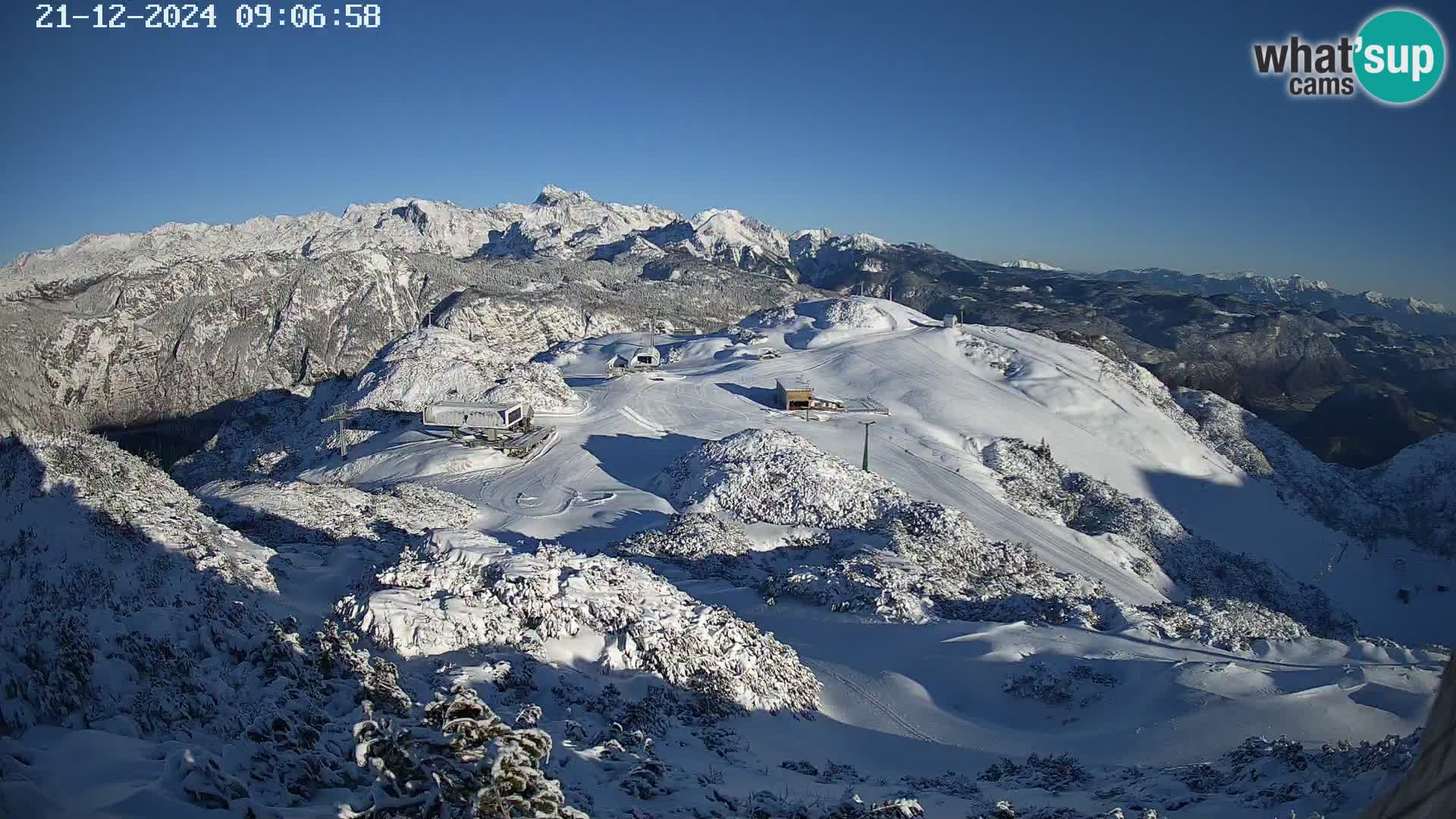 Stazione sciistica Vogel webcam Panorama dalla Orlova glave verso il Triglav