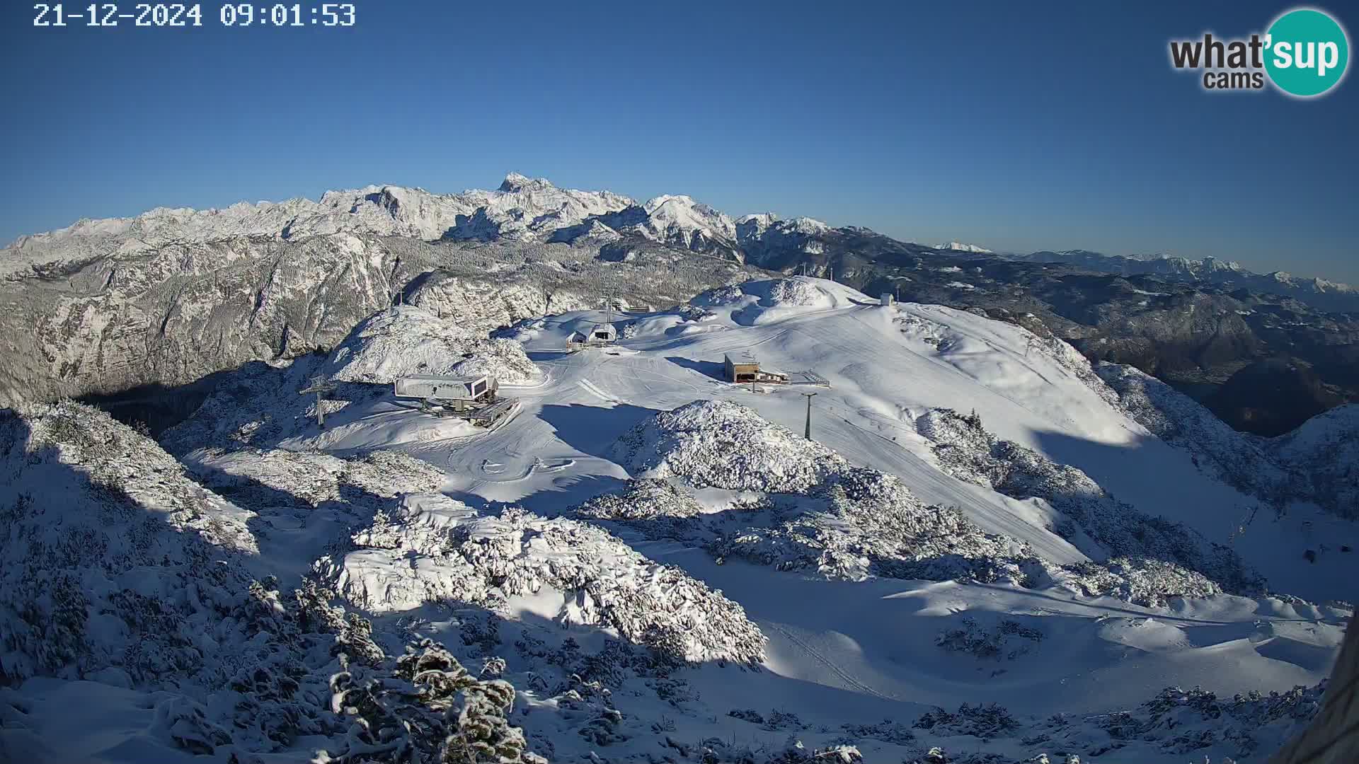 Stazione sciistica Vogel webcam Panorama dalla Orlova glave verso il Triglav