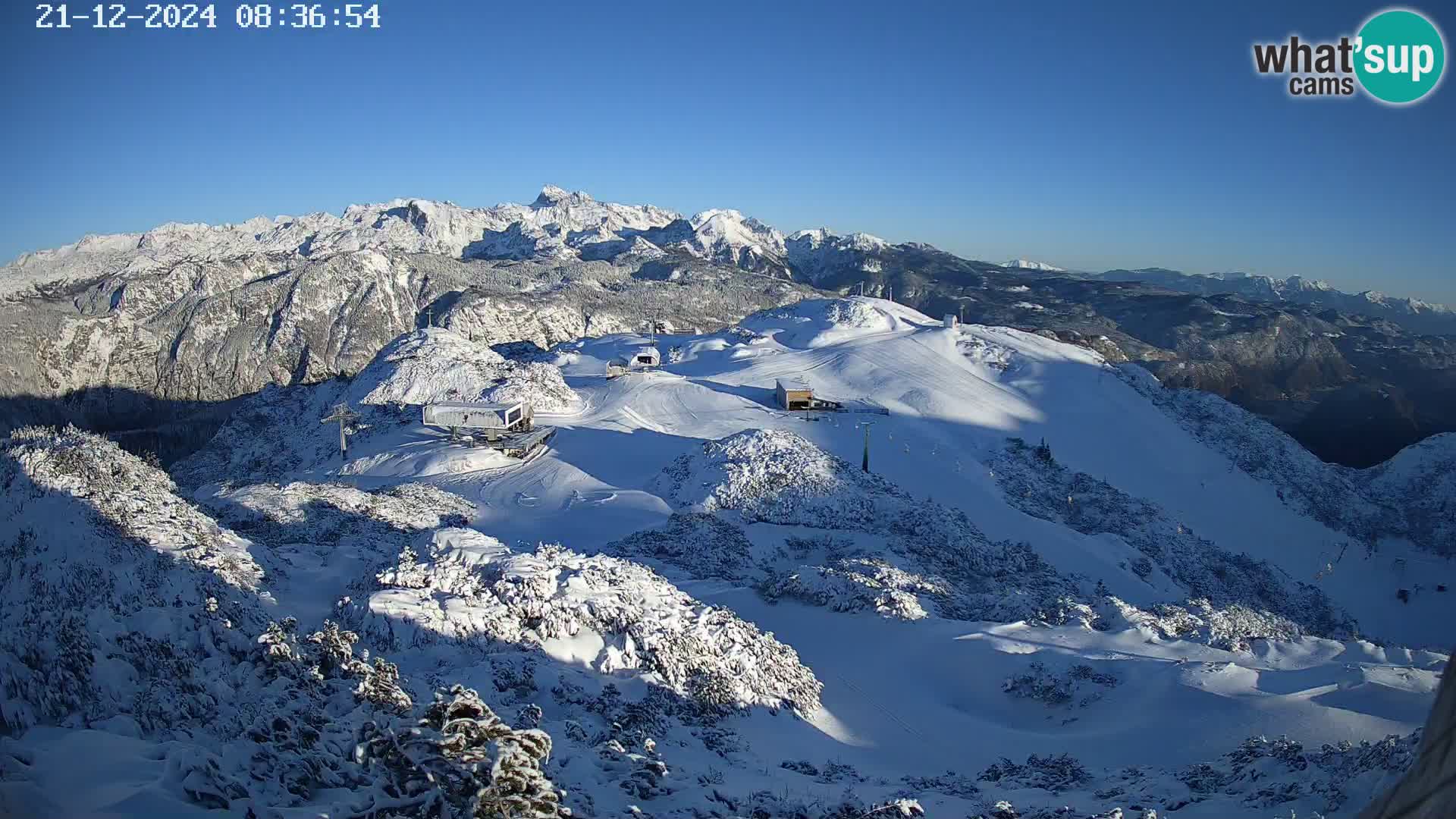 Stazione sciistica Vogel webcam Panorama dalla Orlova glave verso il Triglav