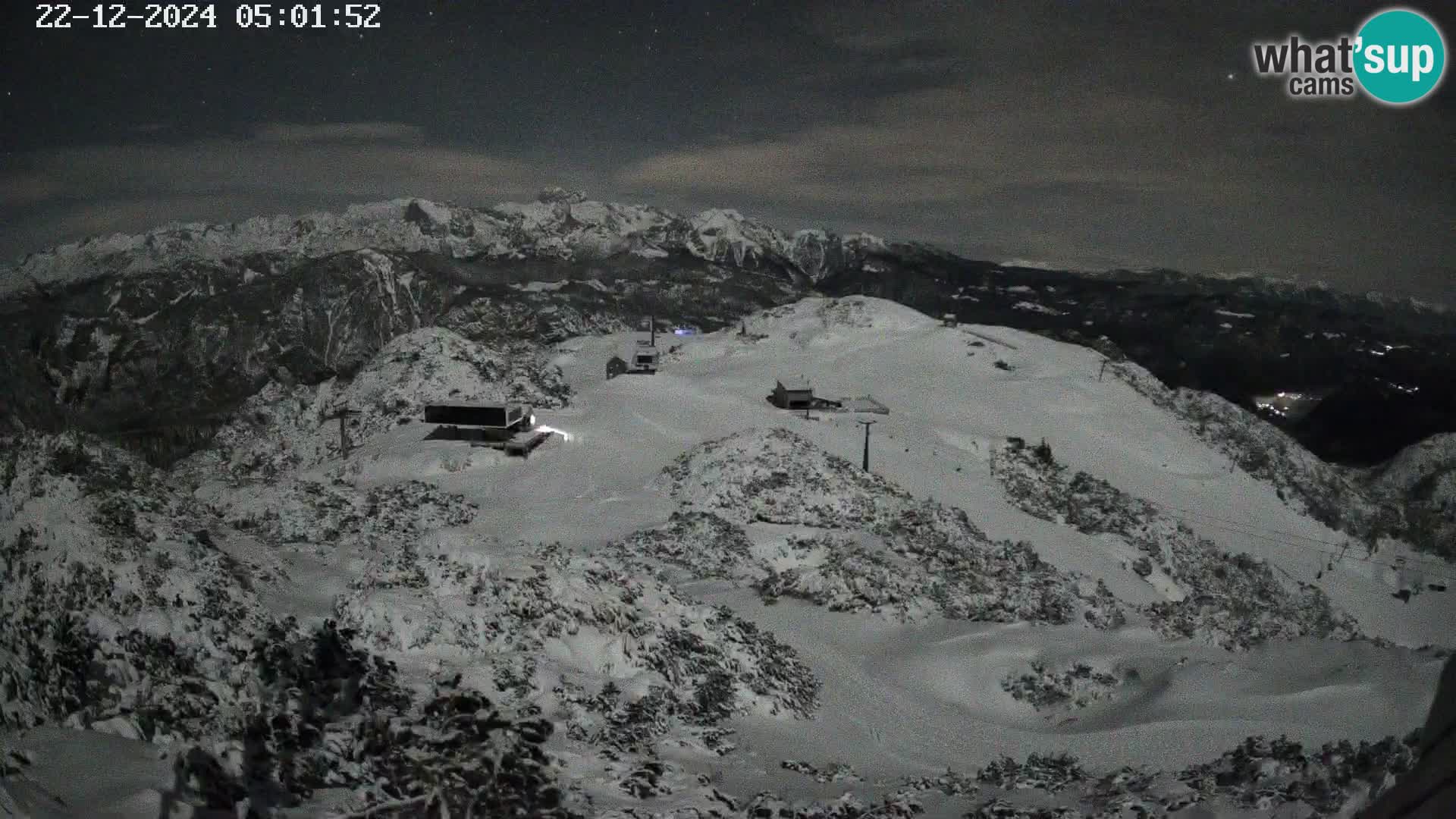 Vogel Ski Resort webcam View from Orlova Glava to Triglav