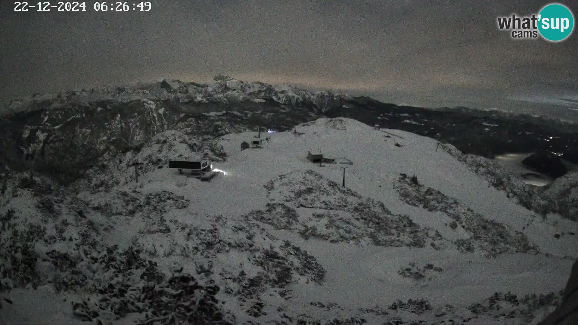 Stazione sciistica Vogel webcam Panorama dalla Orlova glave verso il Triglav