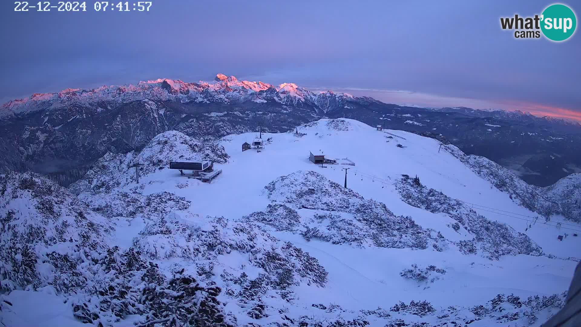 Stazione sciistica Vogel webcam Panorama dalla Orlova glave verso il Triglav