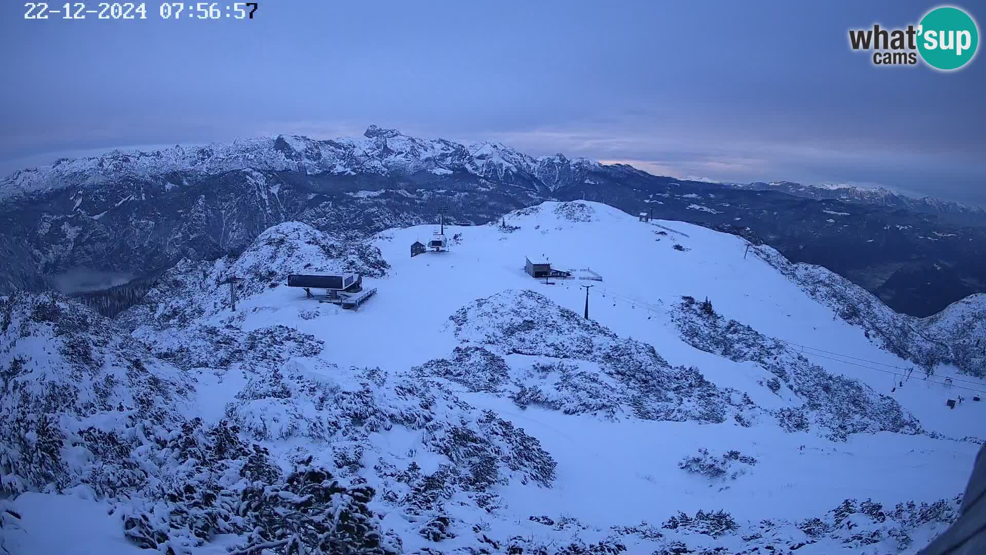 Stazione sciistica Vogel webcam Panorama dalla Orlova glave verso il Triglav