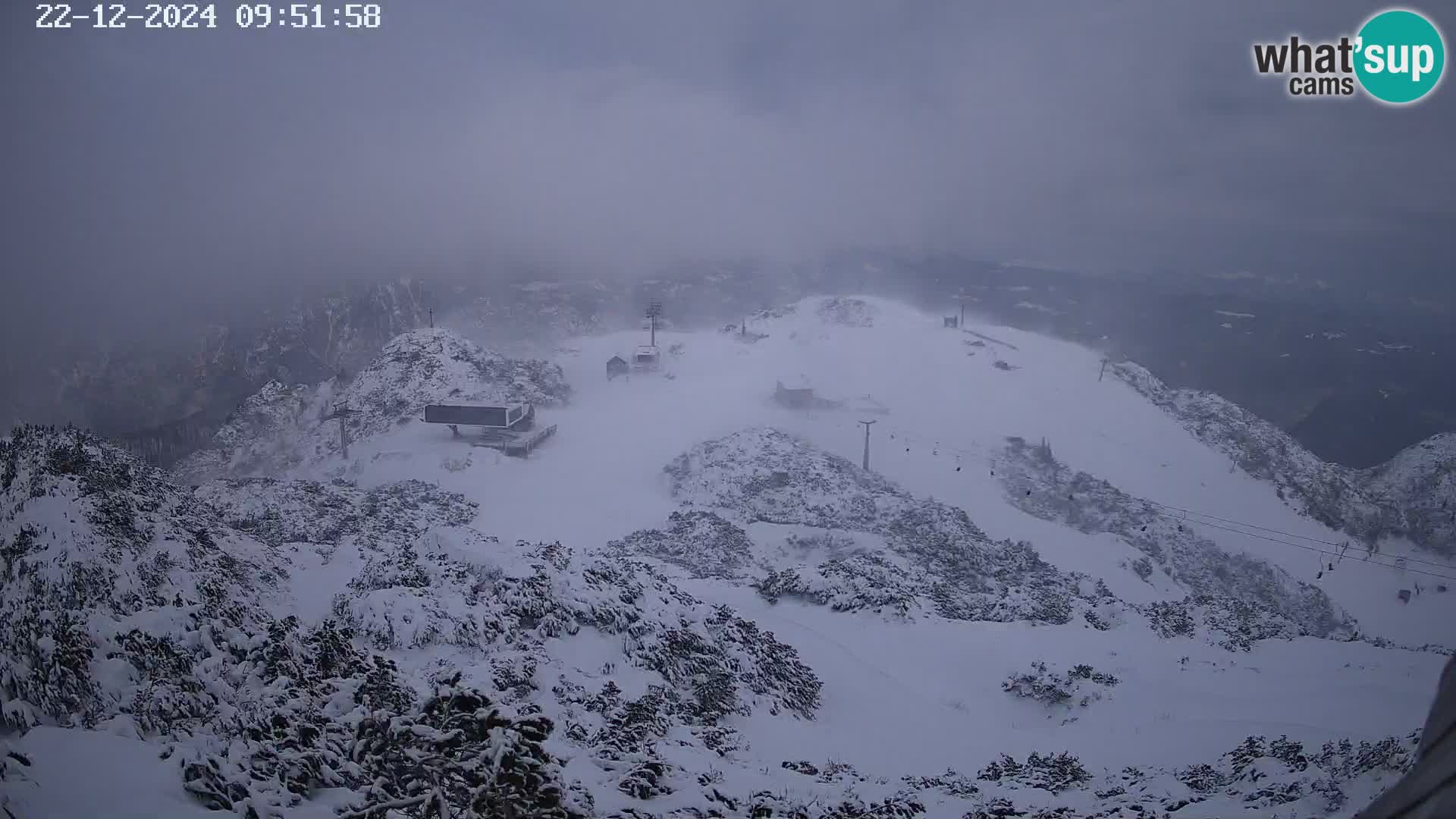 Vogel Ski Resort webcam View from Orlova Glava to Triglav