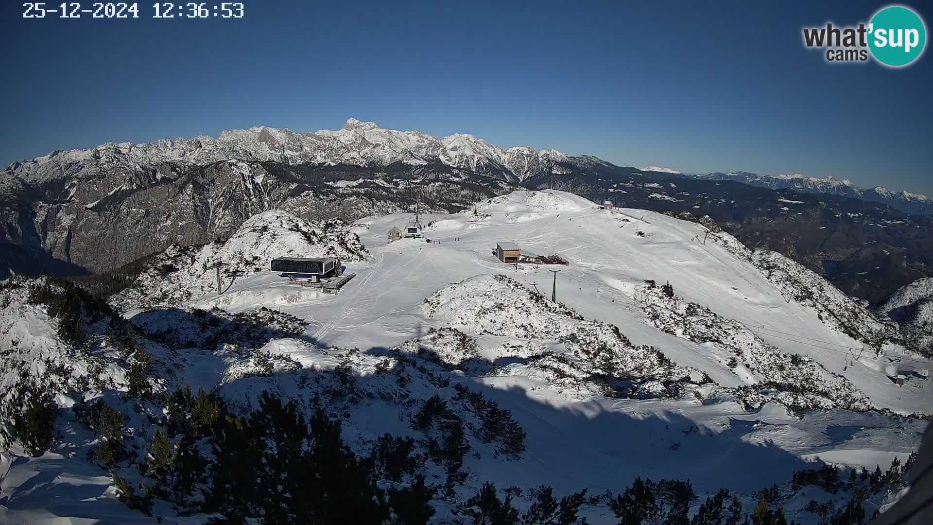 Stazione sciistica Vogel webcam Panorama dalla Orlova glave verso il Triglav