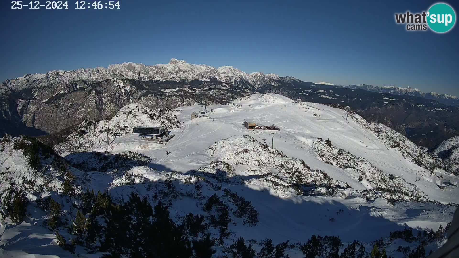 Stazione sciistica Vogel webcam Panorama dalla Orlova glave verso il Triglav