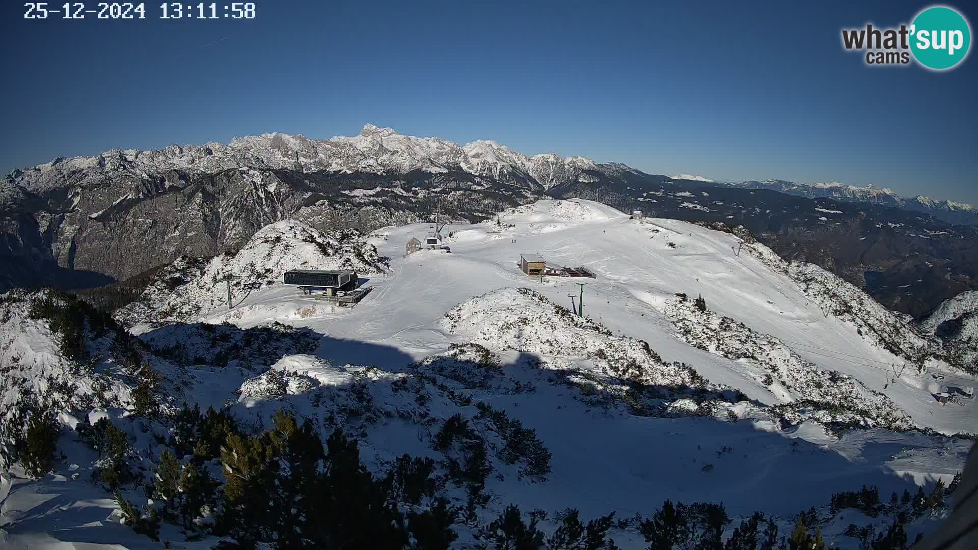 Stazione sciistica Vogel webcam Panorama dalla Orlova glave verso il Triglav