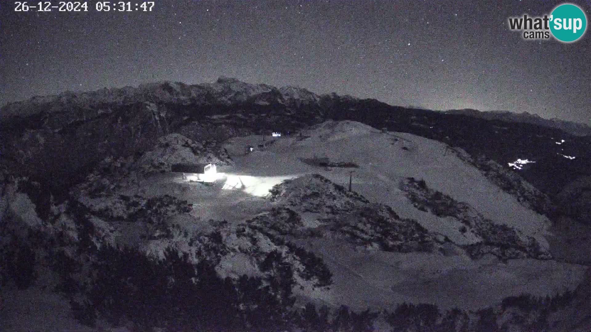 Stazione sciistica Vogel webcam Panorama dalla Orlova glave verso il Triglav