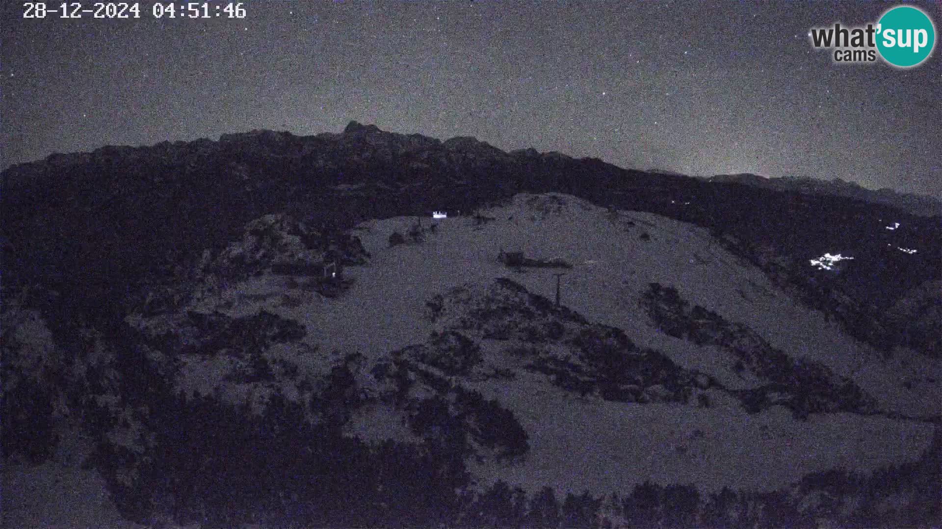 Vogel Ski Resort webcam View from Orlova Glava to Triglav