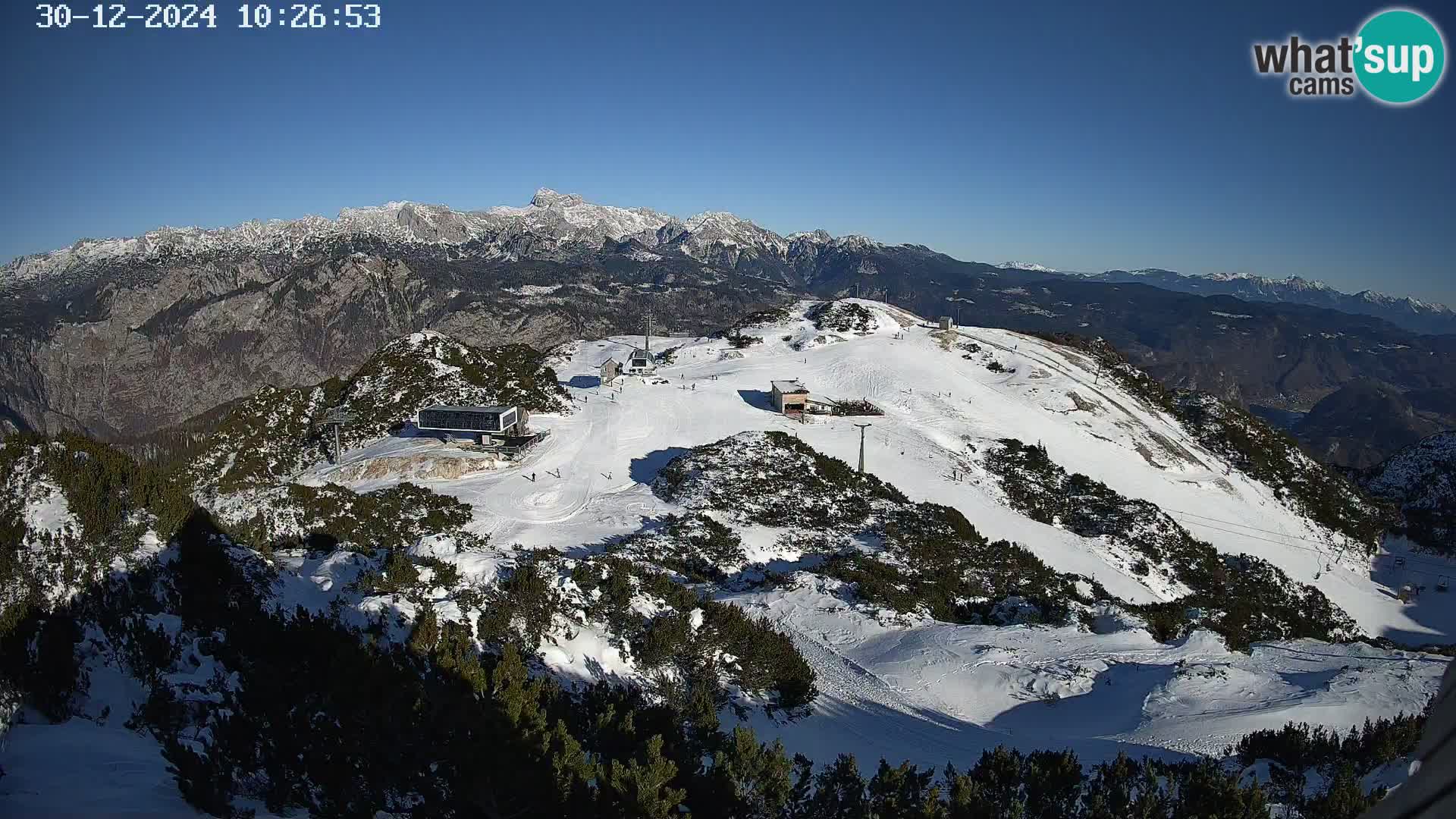 Stazione sciistica Vogel webcam Panorama dalla Orlova glave verso il Triglav