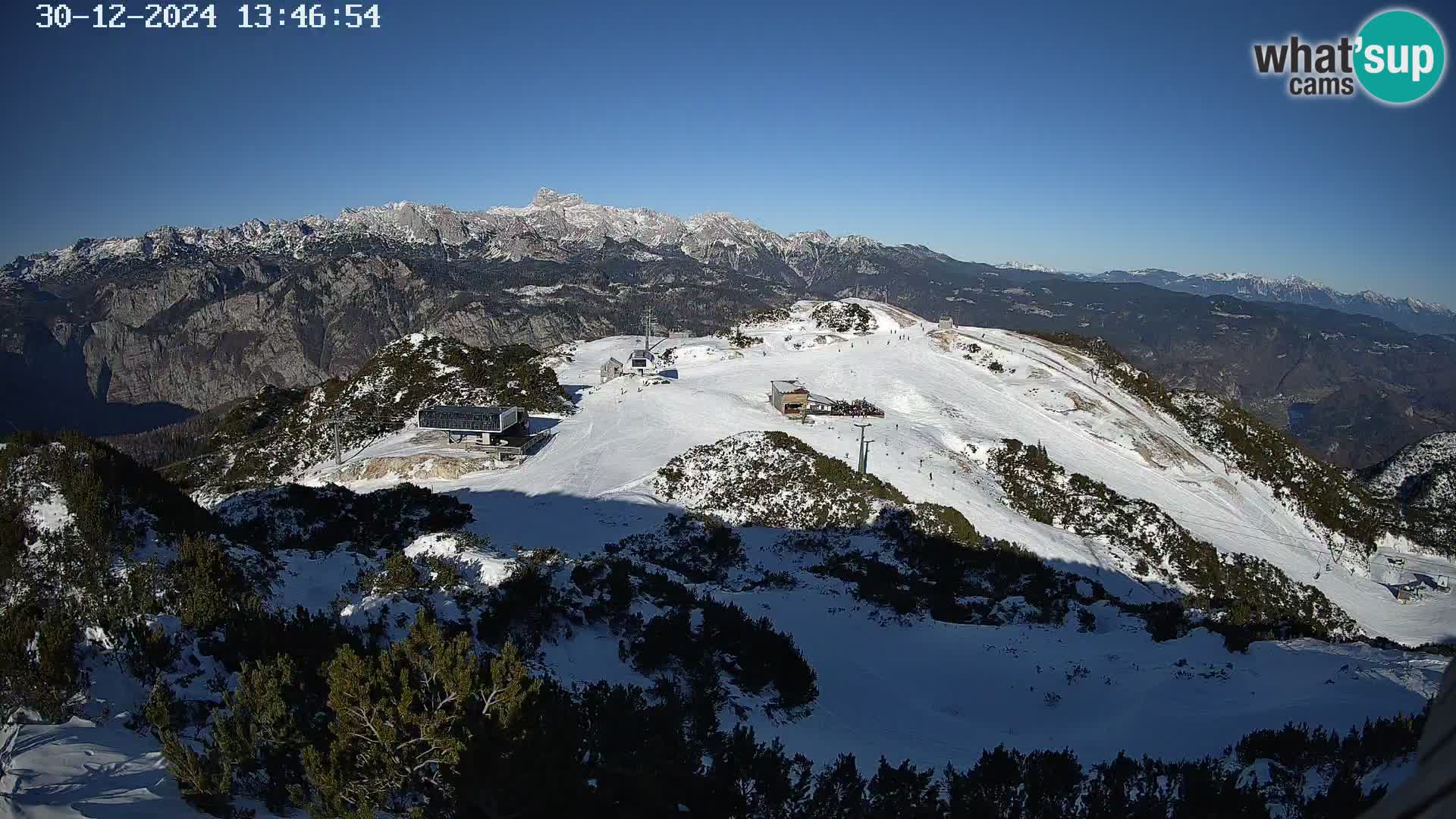 Stazione sciistica Vogel webcam Panorama dalla Orlova glave verso il Triglav