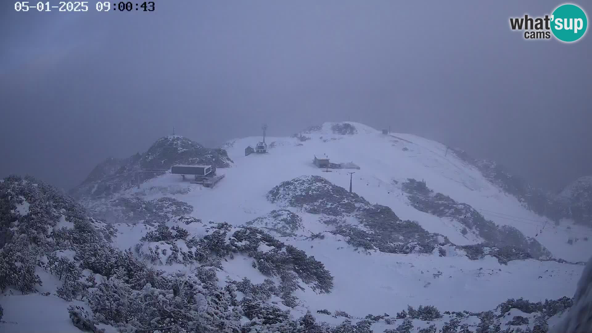 Vogel Ski Resort webcam View from Orlova Glava to Triglav