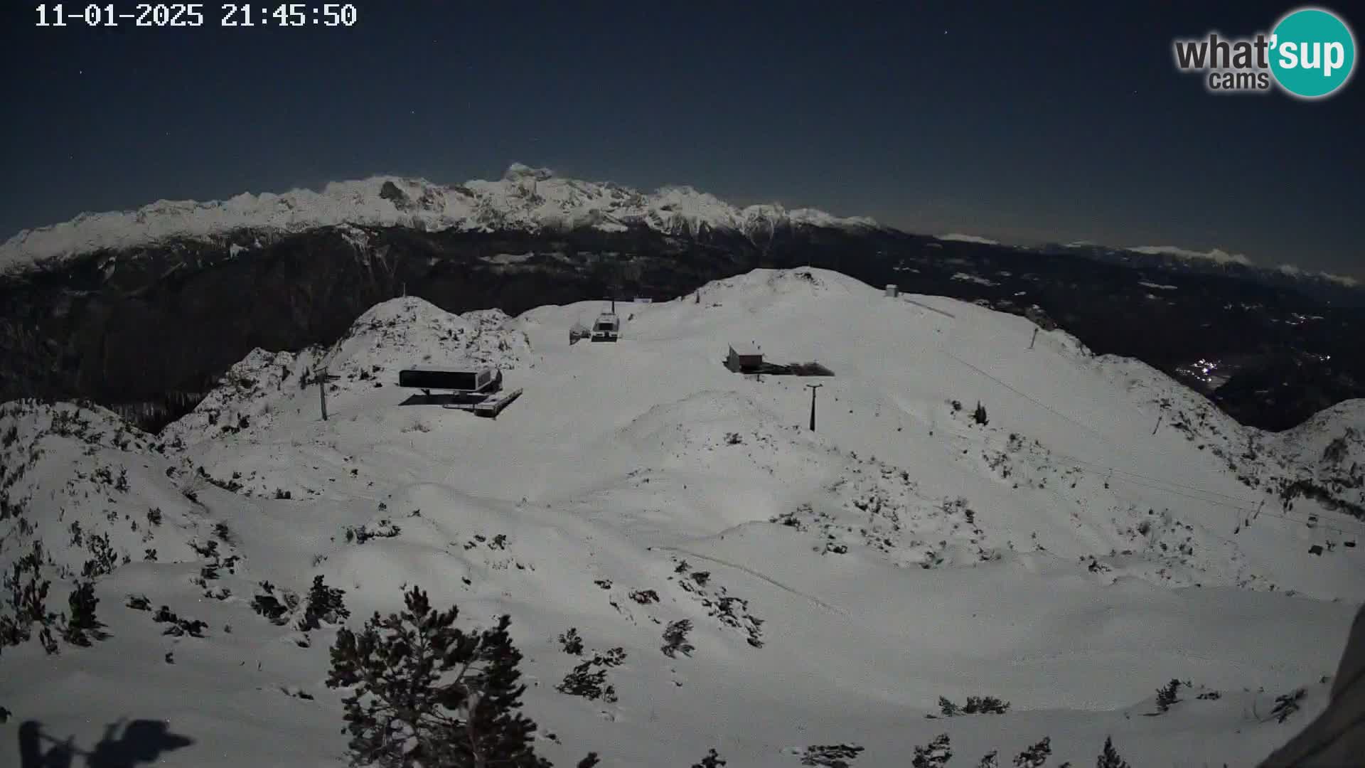 Stazione sciistica Vogel webcam Panorama dalla Orlova glave verso il Triglav