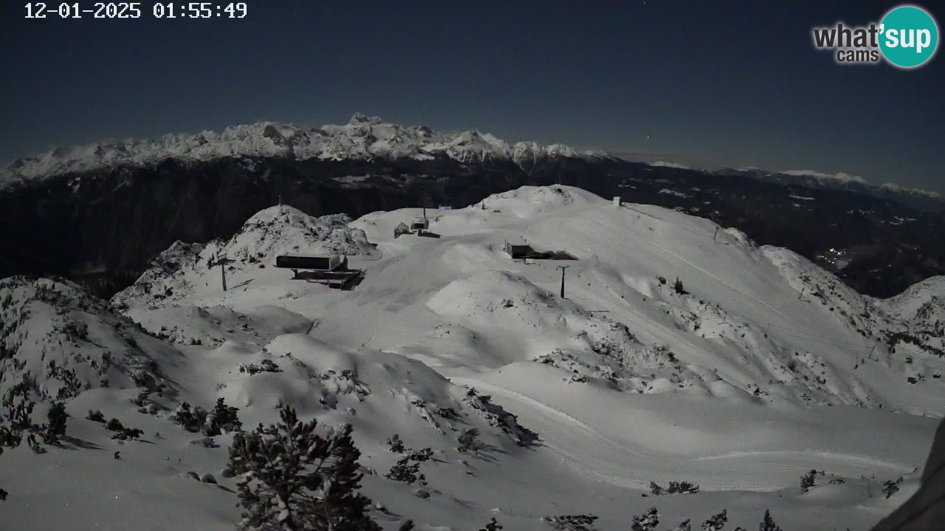 Stazione sciistica Vogel webcam Panorama dalla Orlova glave verso il Triglav