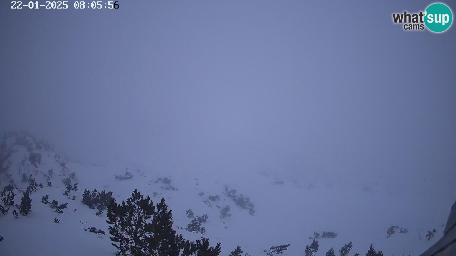 Vogel Ski Resort webcam View from Orlova Glava to Triglav