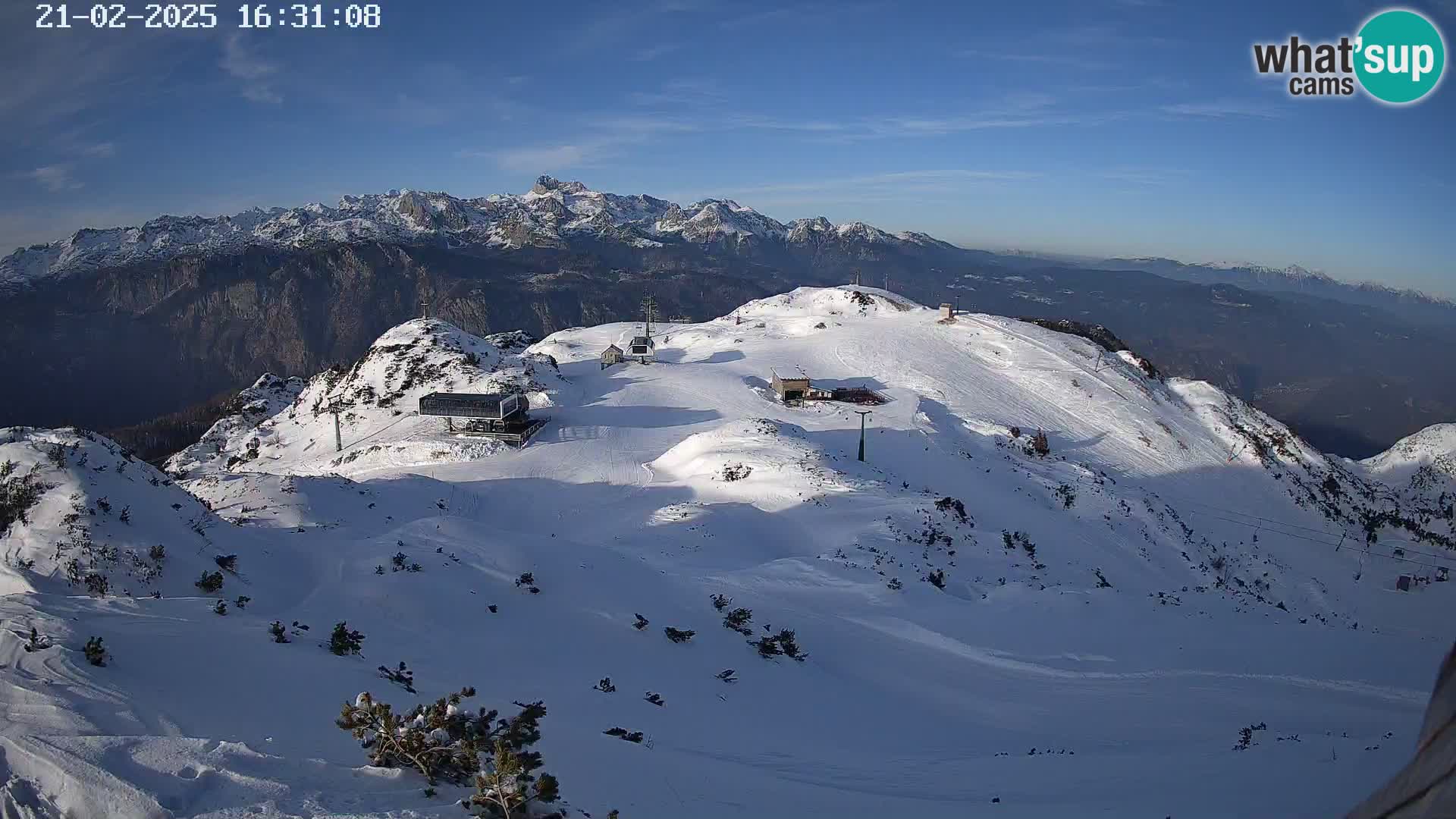 Stazione sciistica Vogel webcam Panorama dalla Orlova glave verso il Triglav