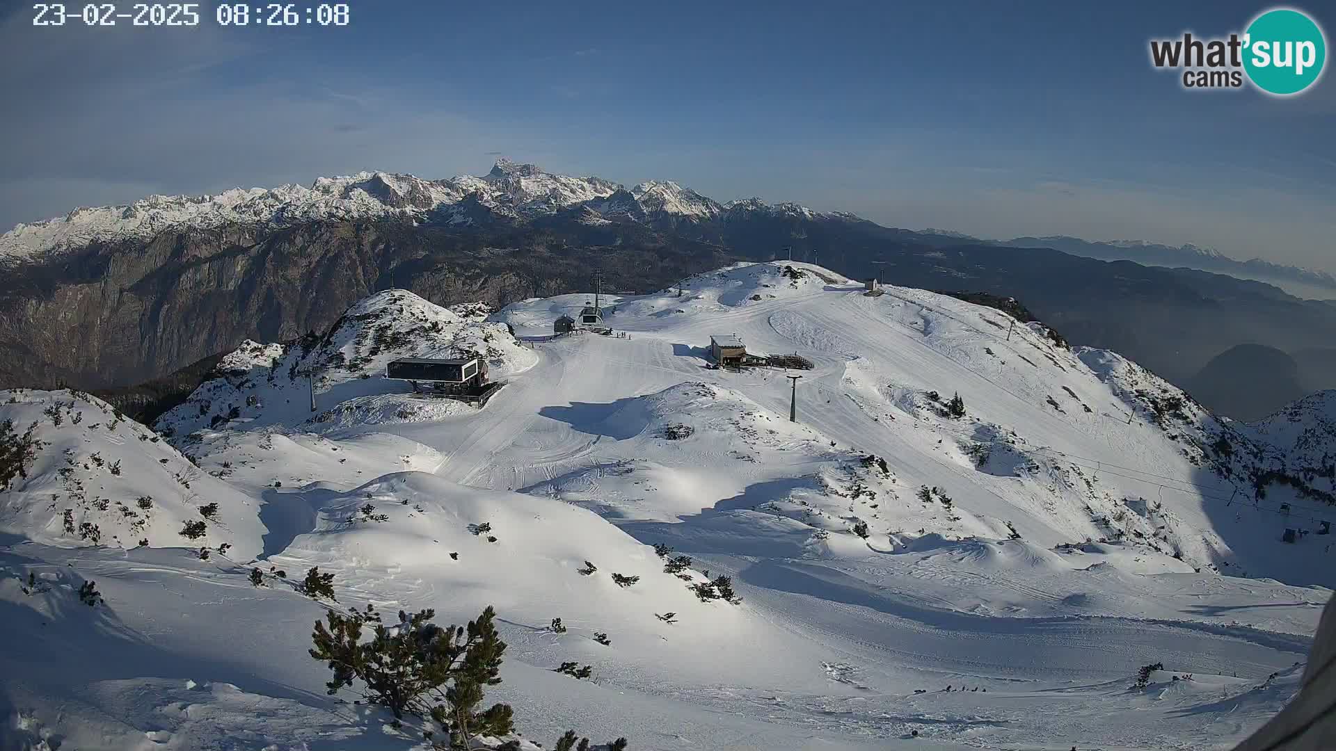 Stazione sciistica Vogel webcam Panorama dalla Orlova glave verso il Triglav