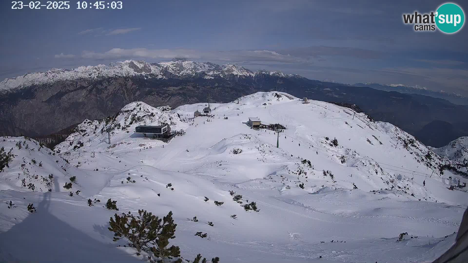 Stazione sciistica Vogel webcam Panorama dalla Orlova glave verso il Triglav