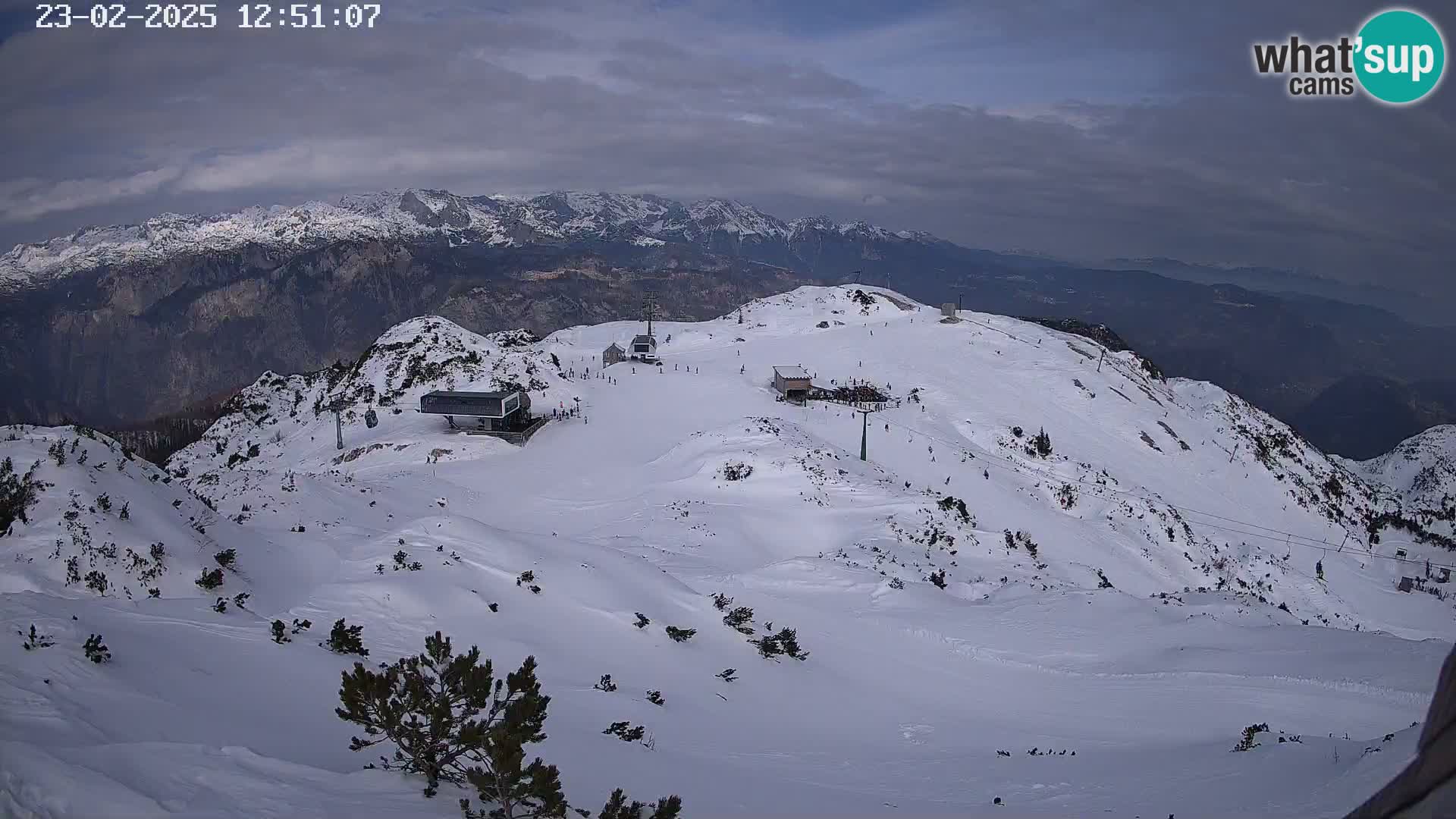 Stazione sciistica Vogel webcam Panorama dalla Orlova glave verso il Triglav