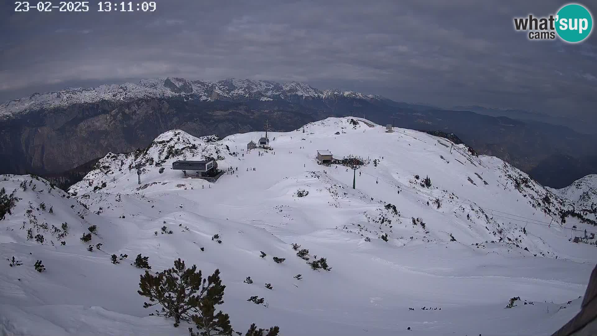 Stazione sciistica Vogel webcam Panorama dalla Orlova glave verso il Triglav