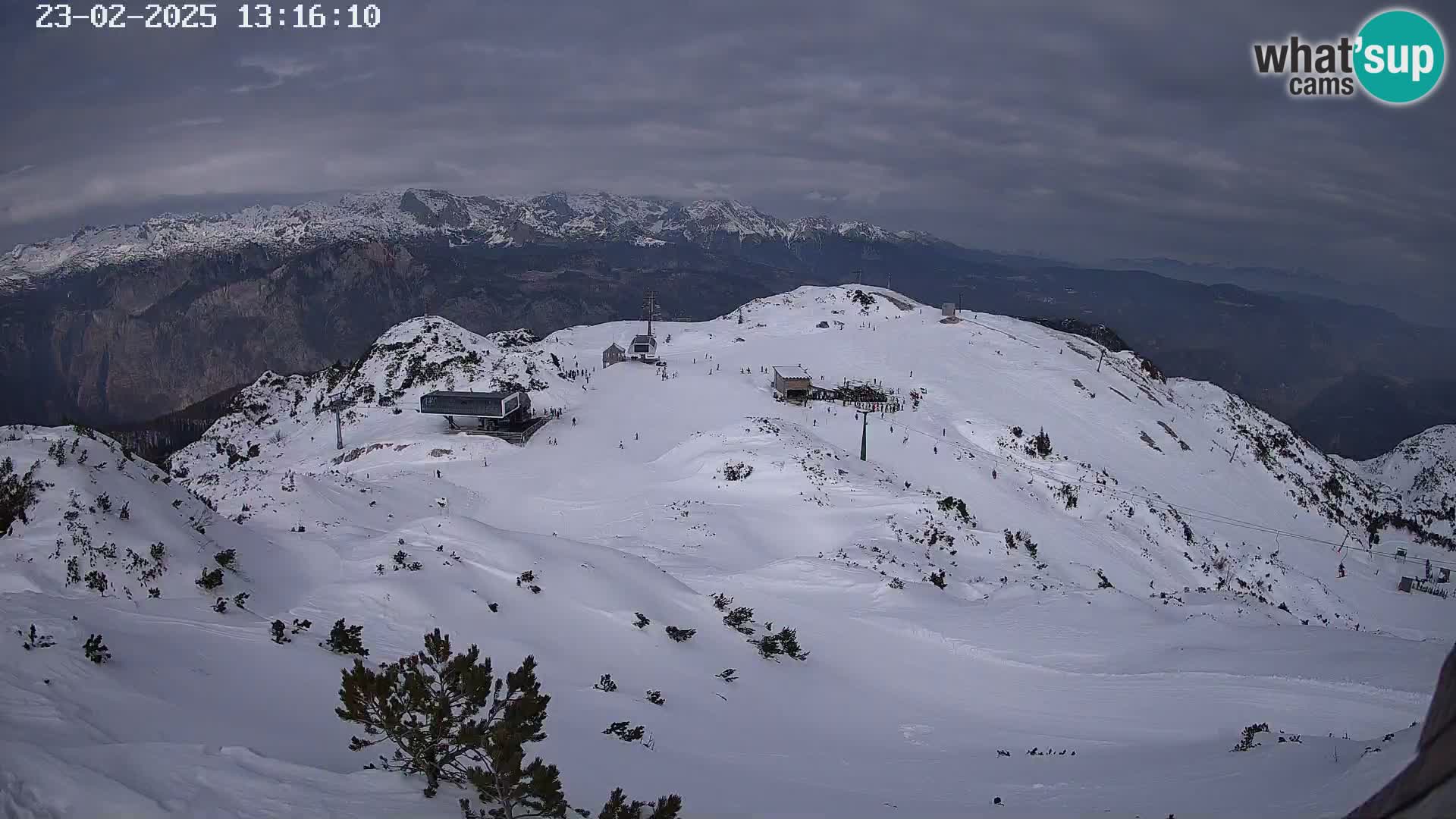 Stazione sciistica Vogel webcam Panorama dalla Orlova glave verso il Triglav