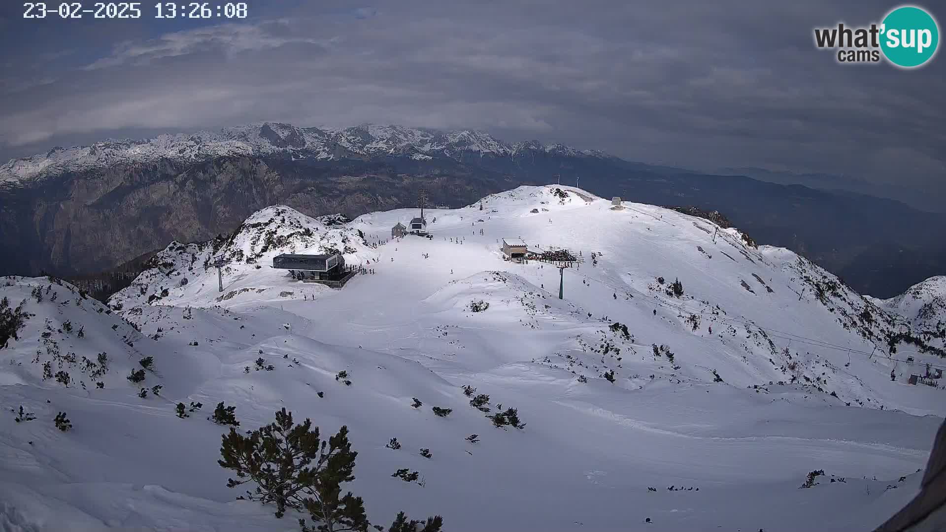 Stazione sciistica Vogel webcam Panorama dalla Orlova glave verso il Triglav