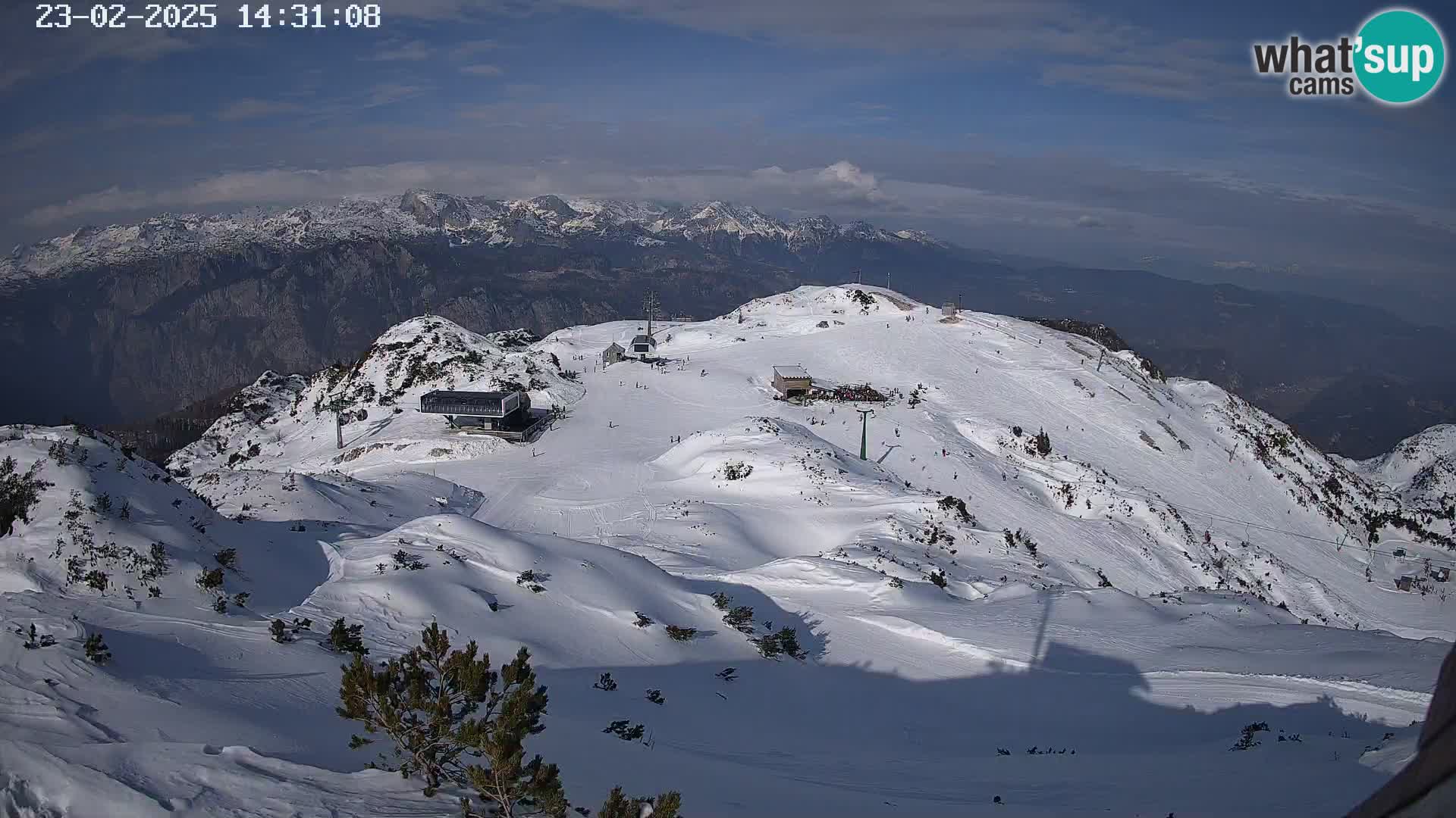 Stazione sciistica Vogel webcam Panorama dalla Orlova glave verso il Triglav